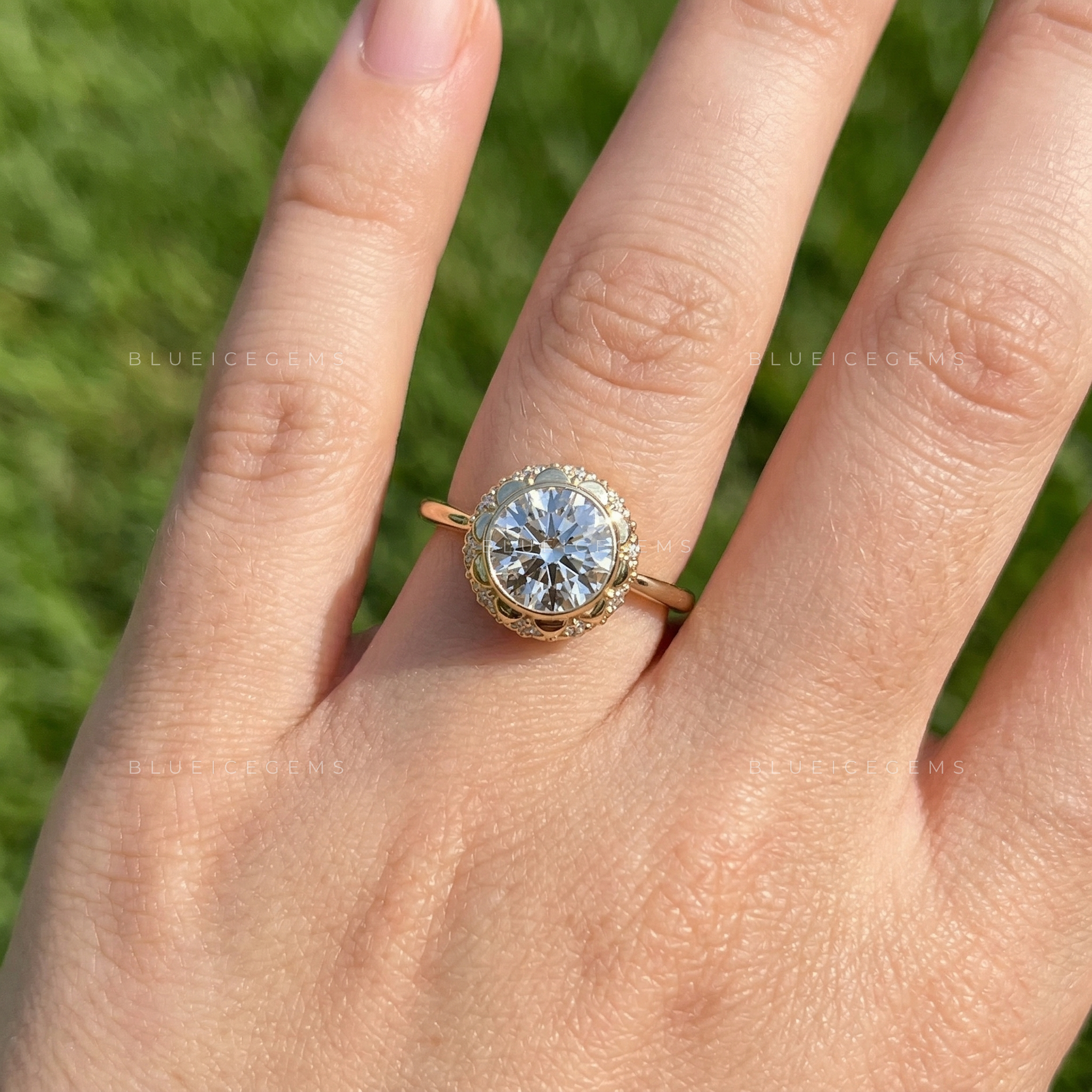 Timeless Radiance Round Cut Pavé Engagement Ring