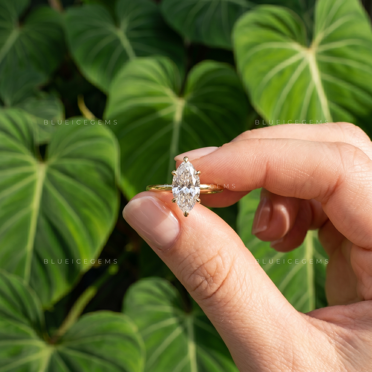 Graceful Royalty Marquise Cut Hidden Halo Solitaire Ring