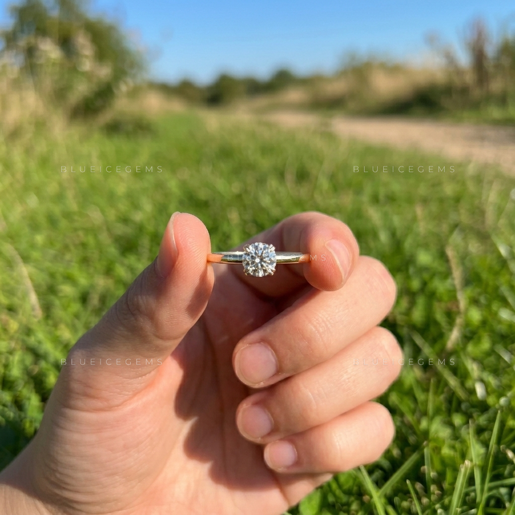 Dainty Round Brilliant Cut Minimalist Solitaire Promise Ring