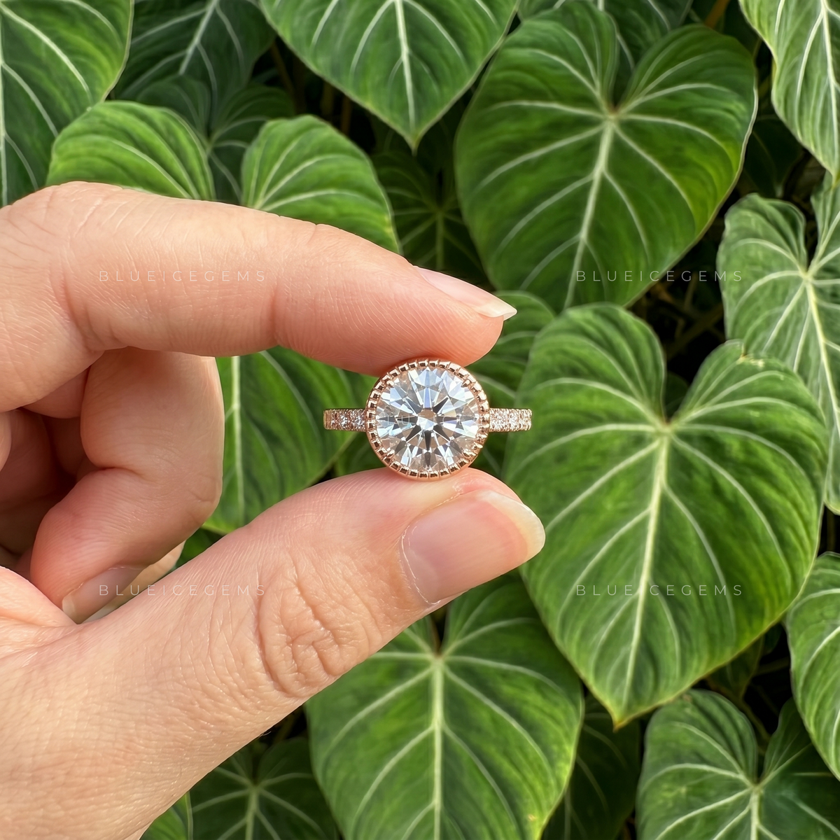 Modern Minimalist Round Brilliant Cut Bezel Solitaire Engagement Ring