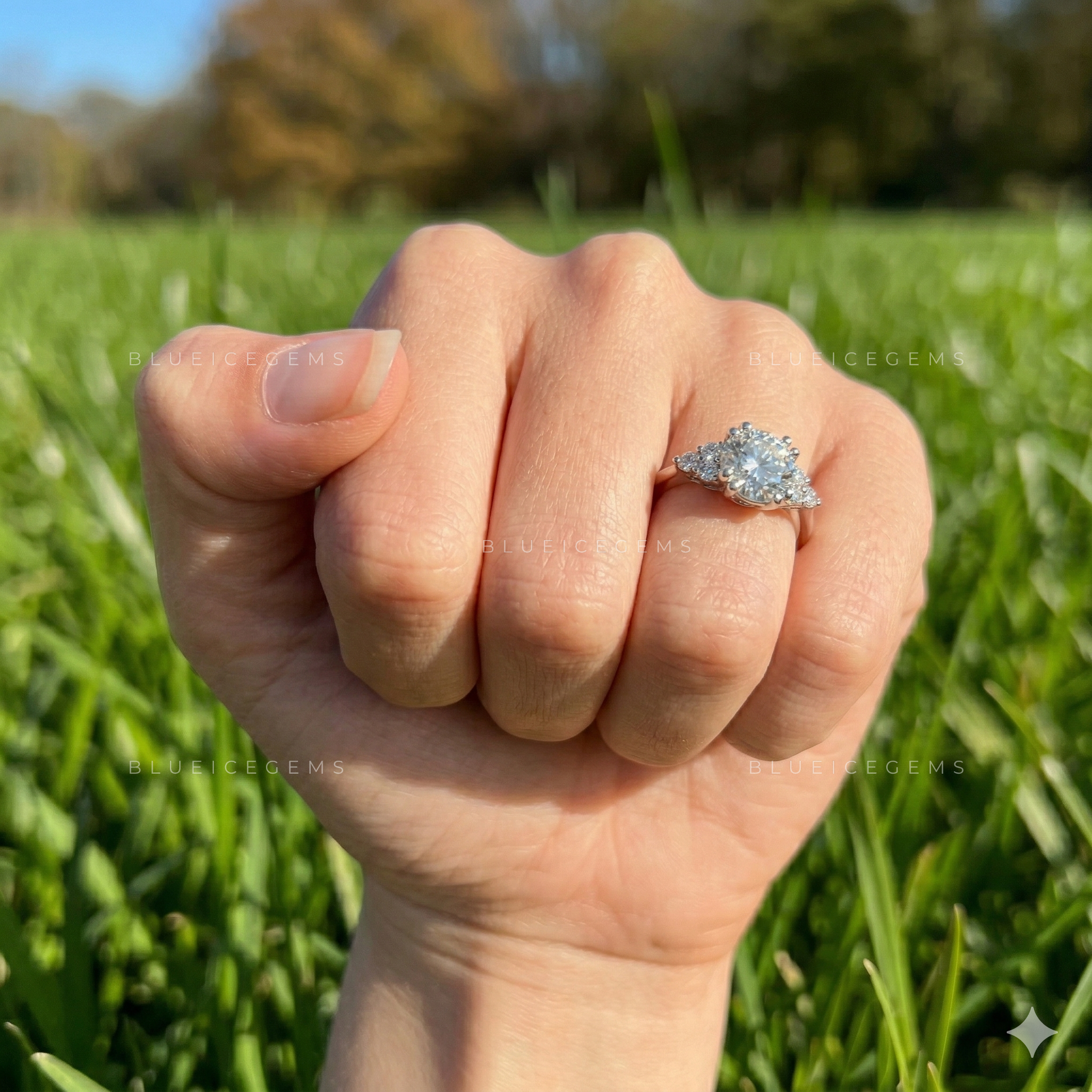 Celestial Fire Round Brilliant Cut Pavé Engagement Ring