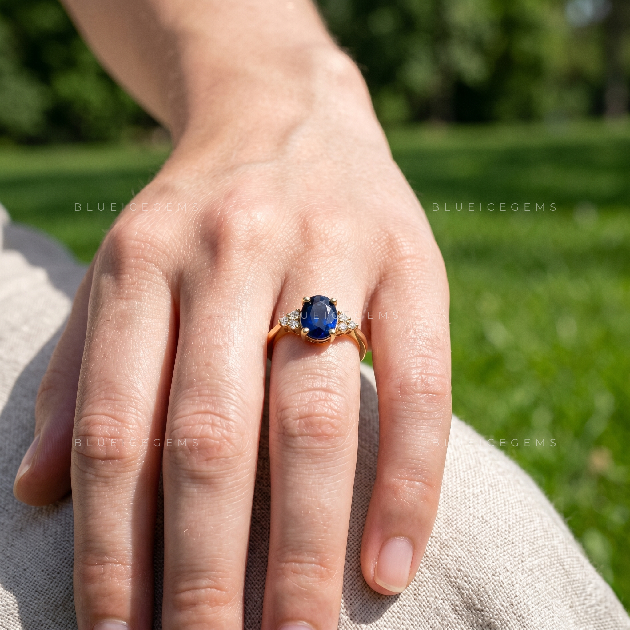 Royal Allure Oval Cut Sapphire Blue Classic Accent Ring