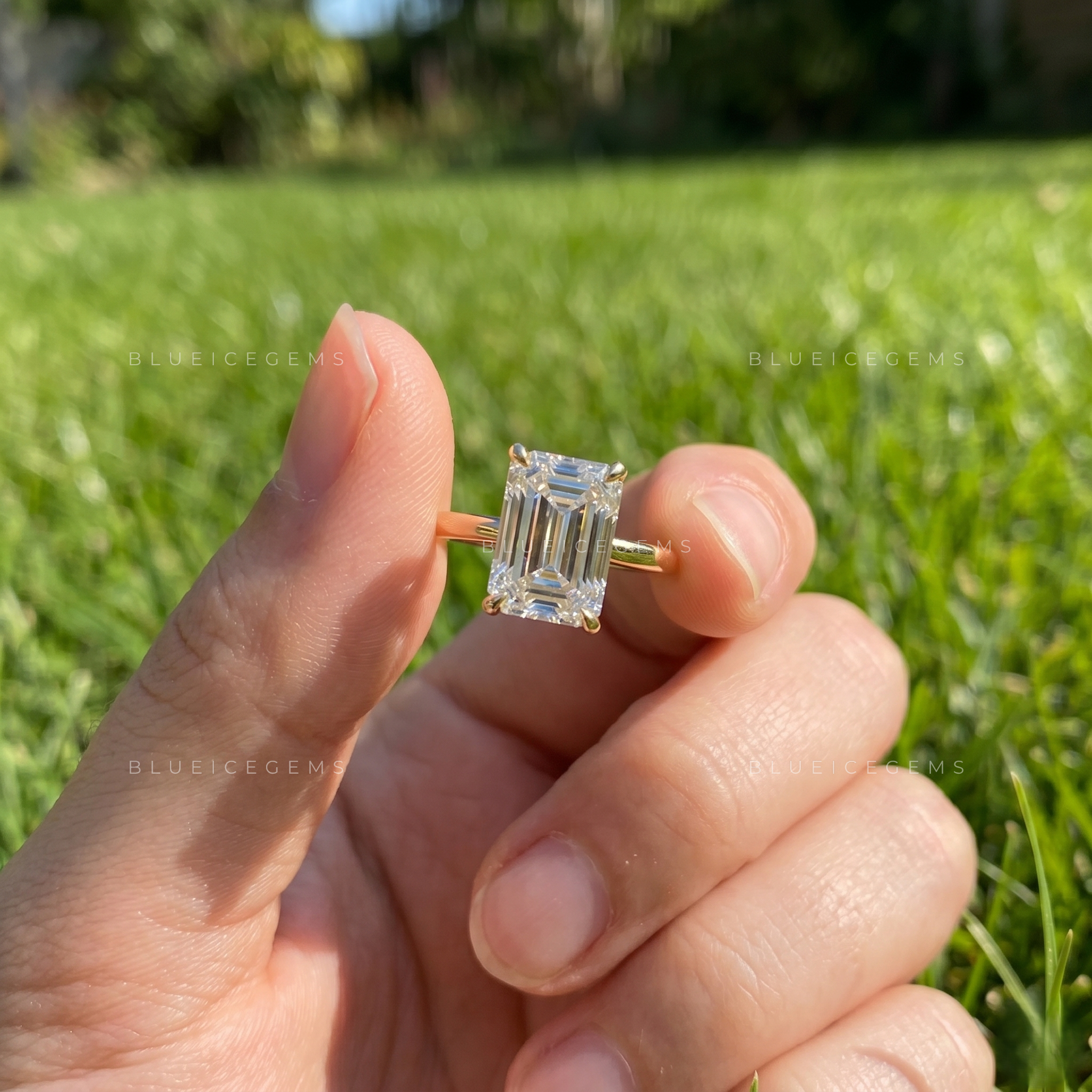 Imperial Majesty Emerald Cut Solitaire Engagement Ring