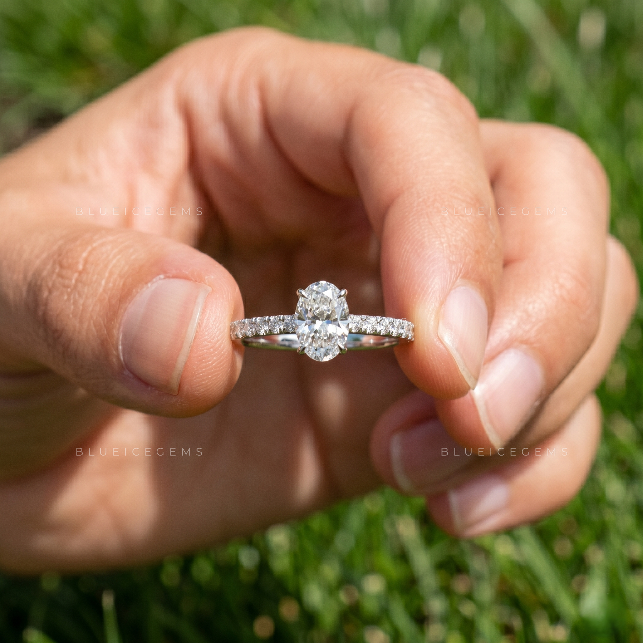 Mystic Radiance Oval Brilliant Cut Hidden Halo Engagement Ring