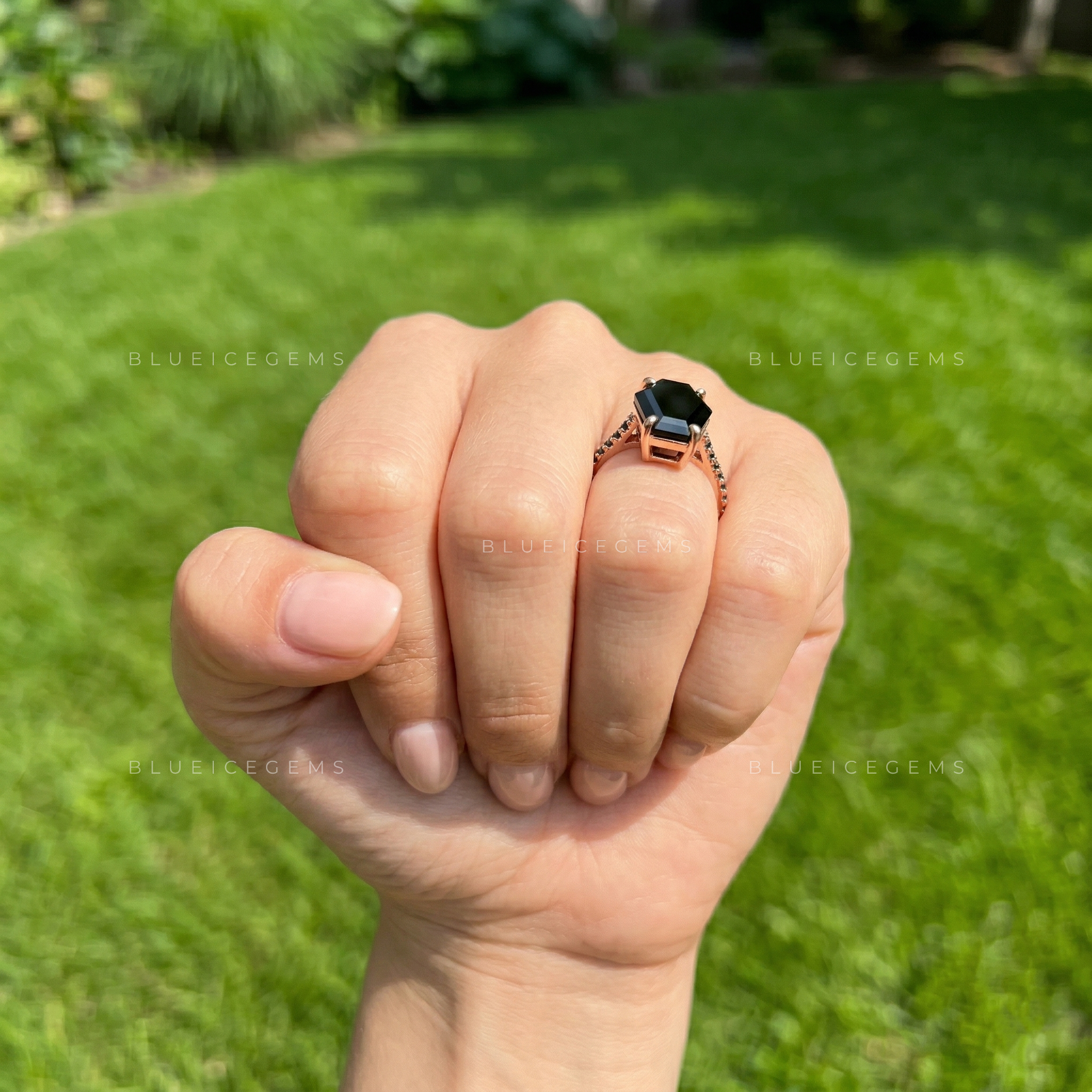 Midnight Noir Grand Coffin Cut Black Diamond Monochromatic Ring