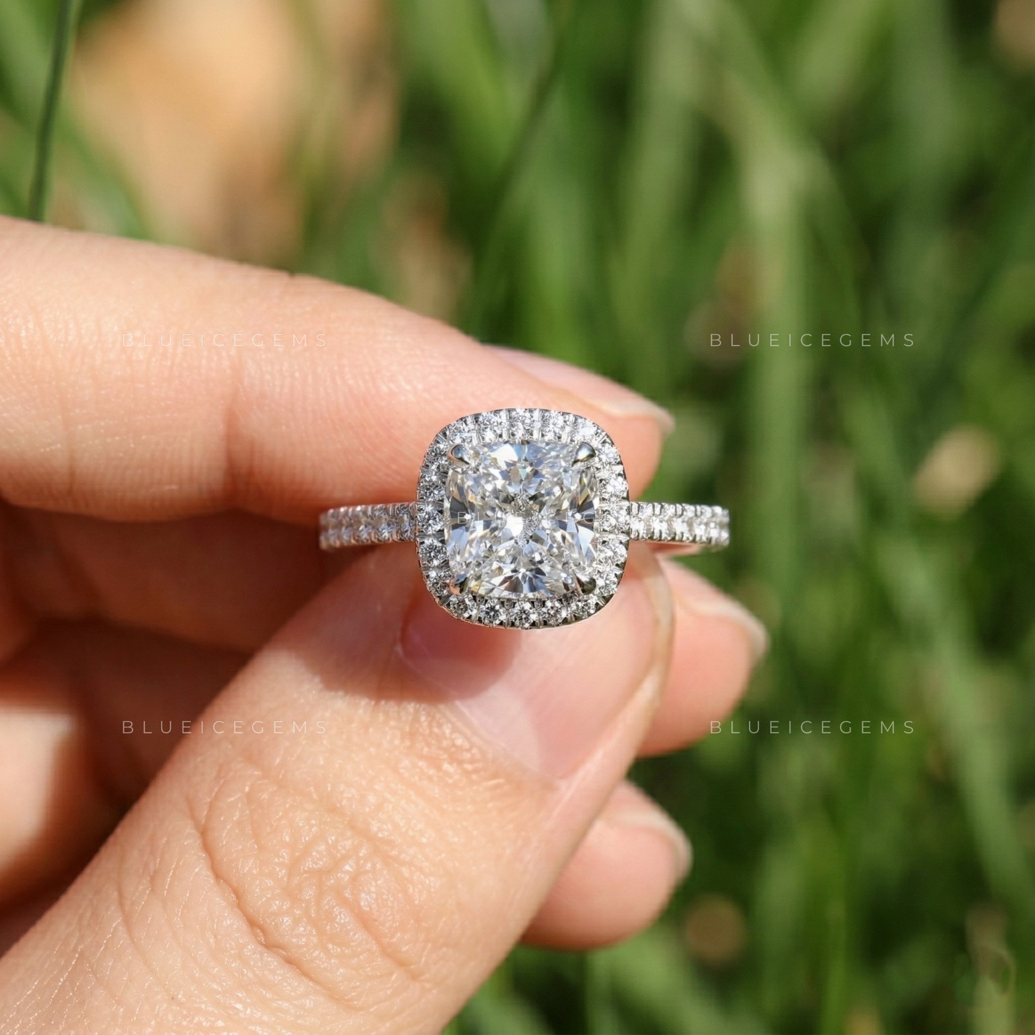 Classic Sophistication Cushion Cut Pavé Engagement Ring