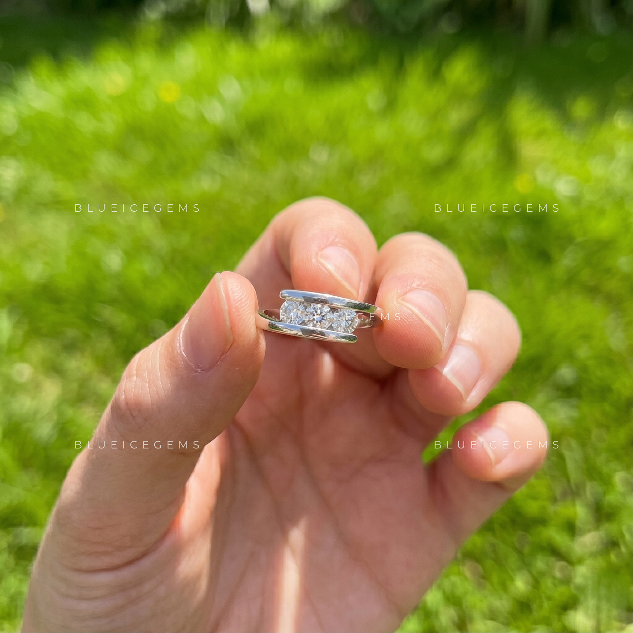 Starlight Cascade Round Cut Contour Wedding Band