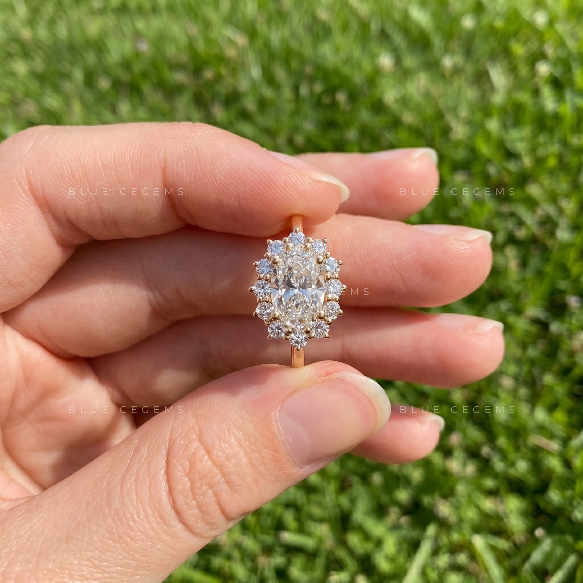 Lunara Oval Cut Brilliant Pavé Accent Solitaire Engagement Ring