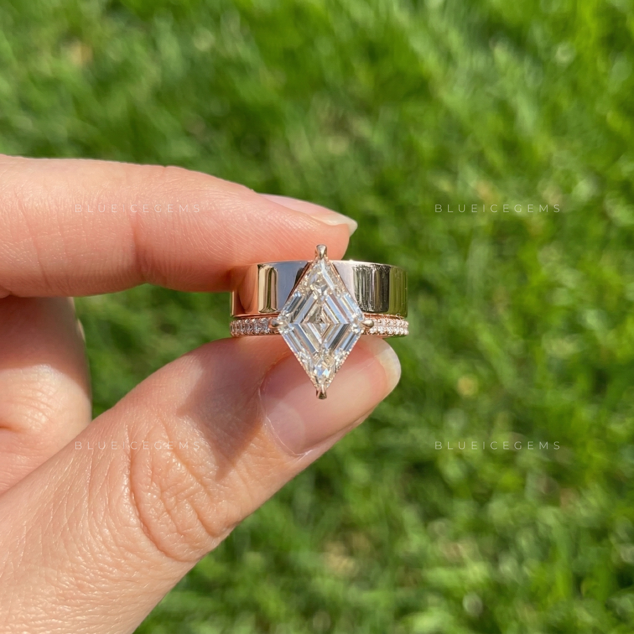 Geometric Allure Lozenge Cut Hidden Accent Engagement Ring