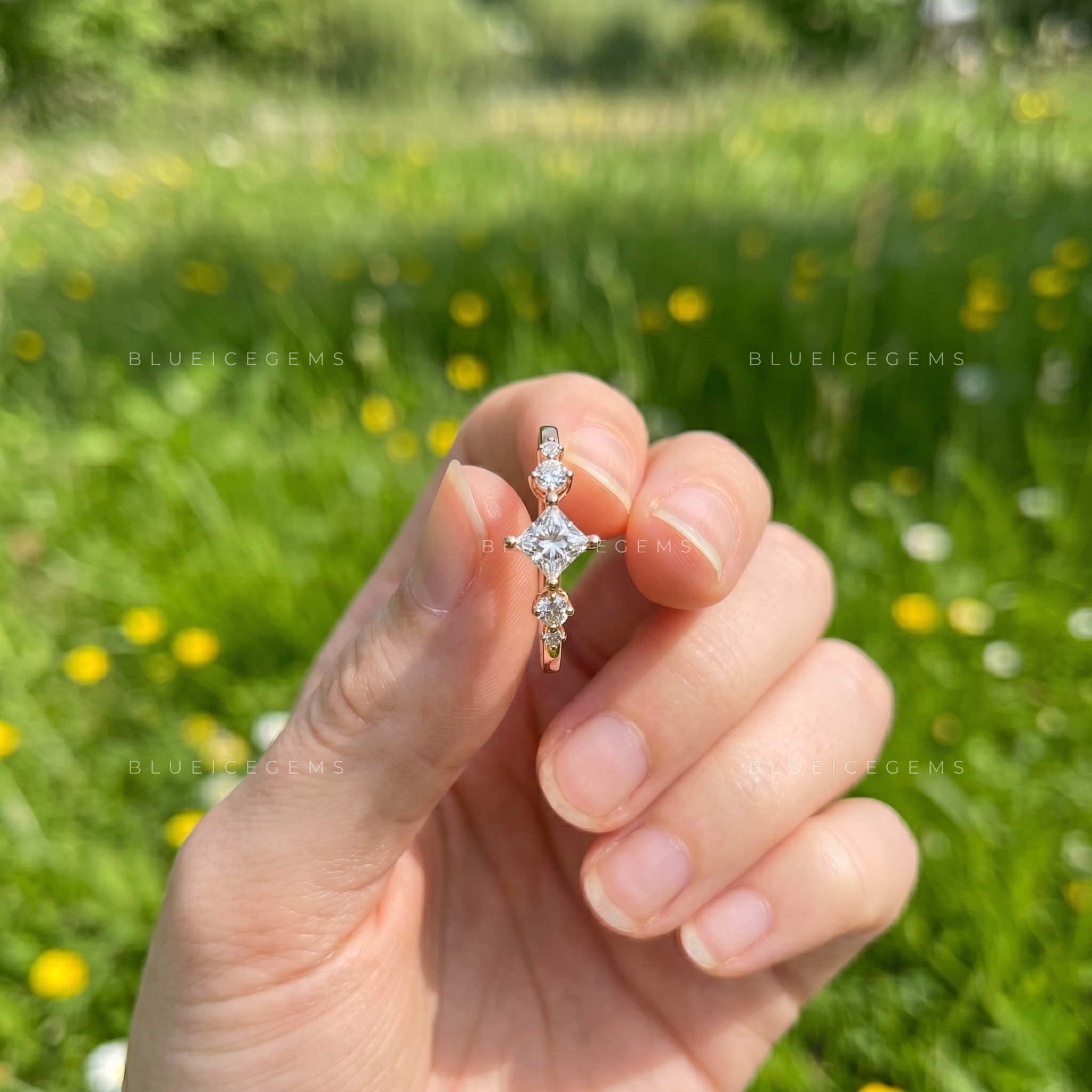 Modern 5-Stone Architectural Engagement Ring for Her