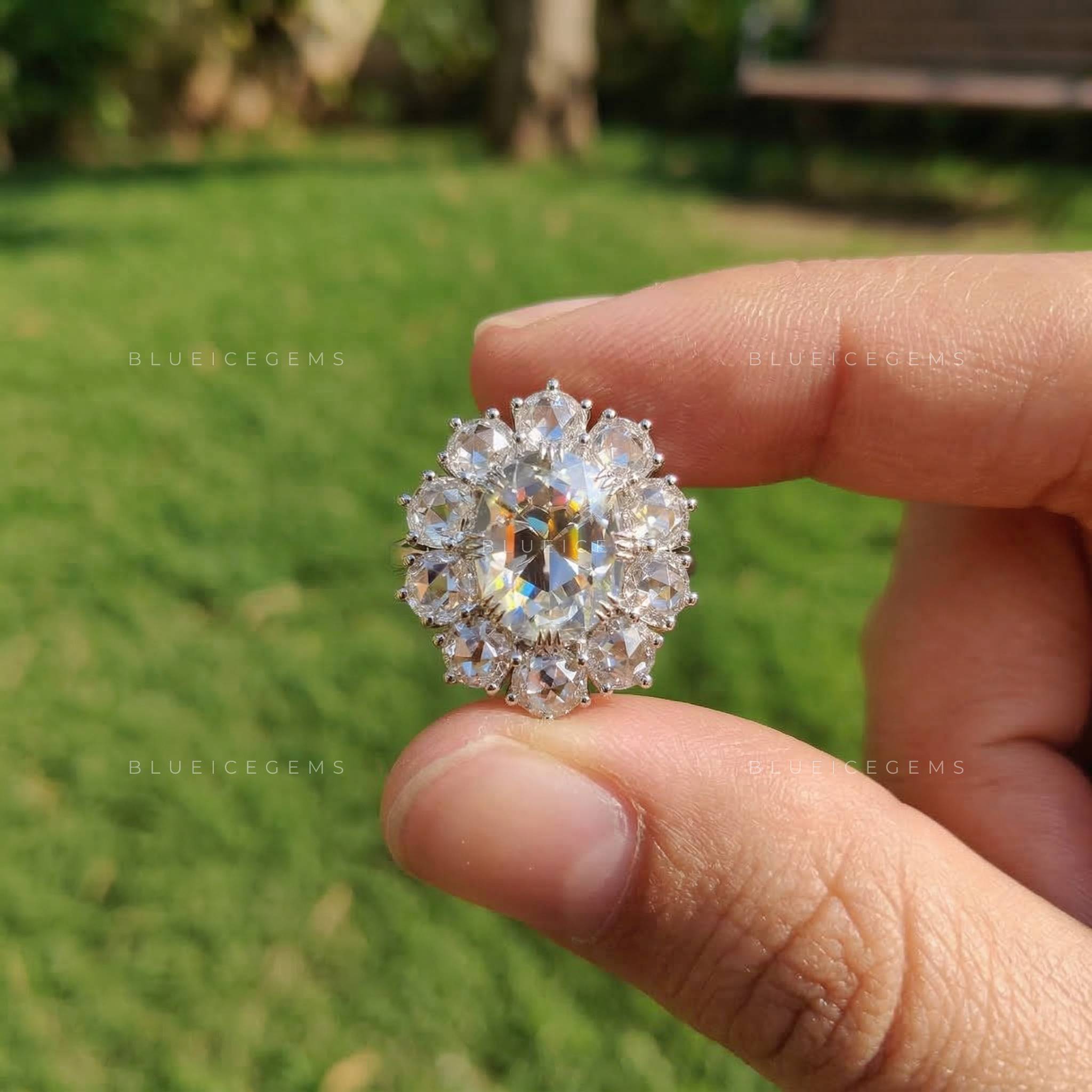 Antique Grandeur Oval Rose Cut Cathedral Statement Ring