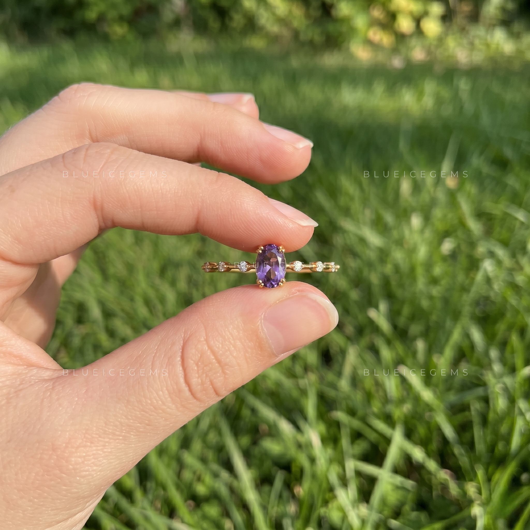 Royal Splendor Cushion Cut Amethyst Eco-Conscious Classic Accent Ring