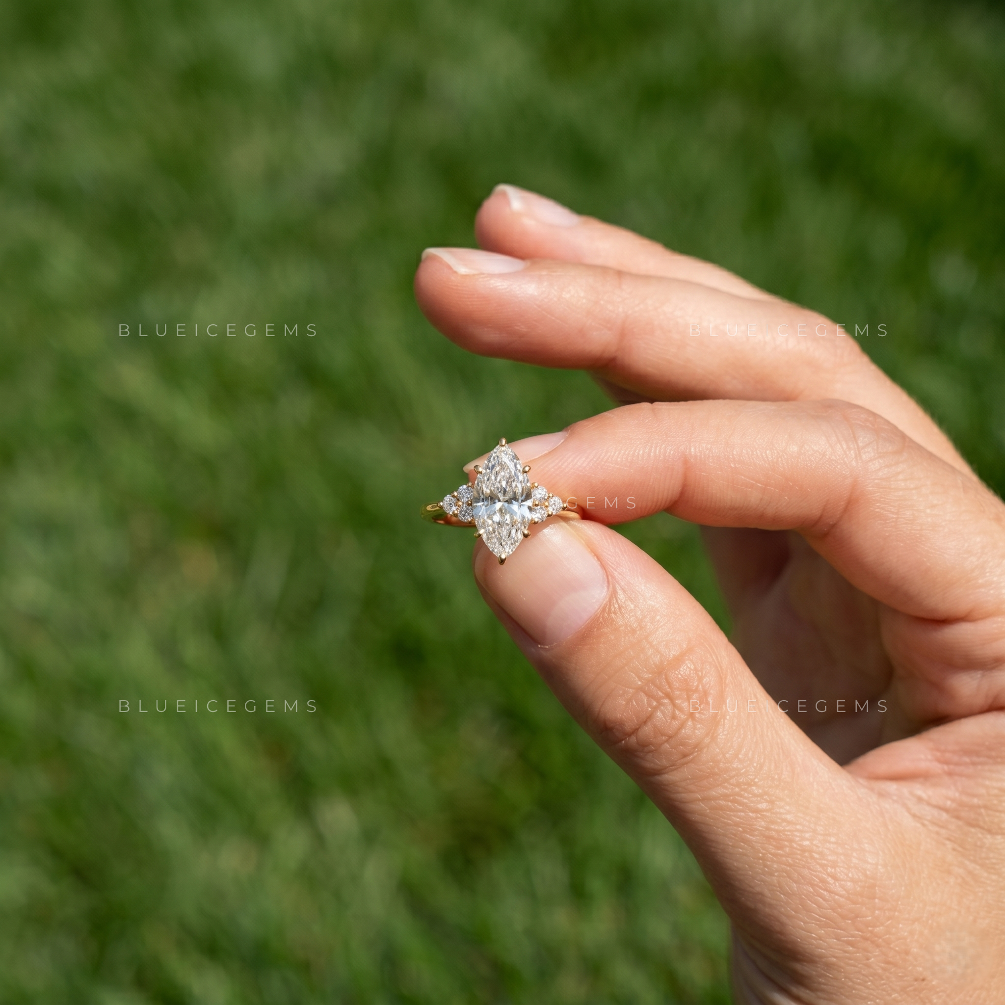 Aurelia Marquise Cut Certified Brilliant Accent Solitaire Engagement Ring