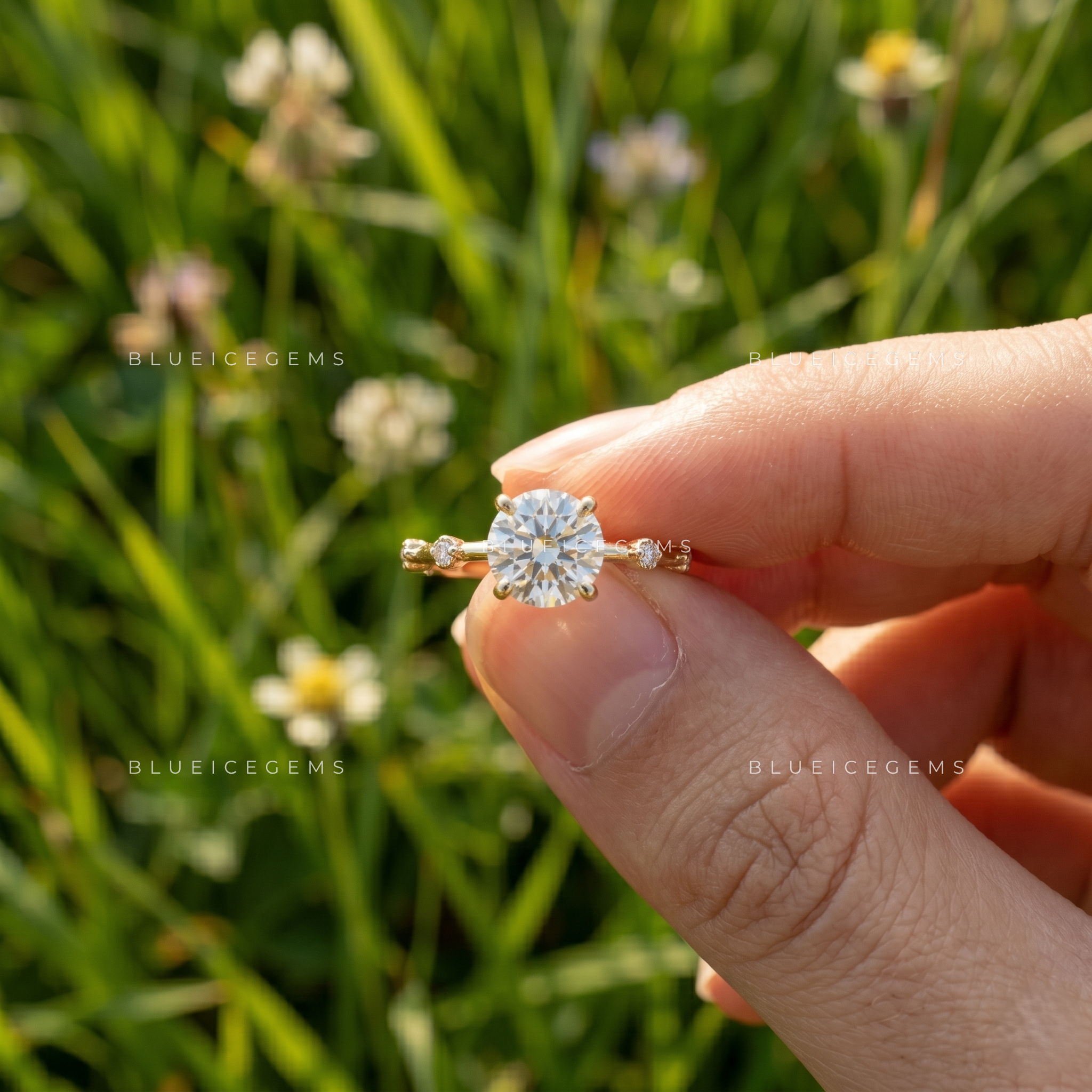 Luméa Round Brilliant Accent Engagement Ring