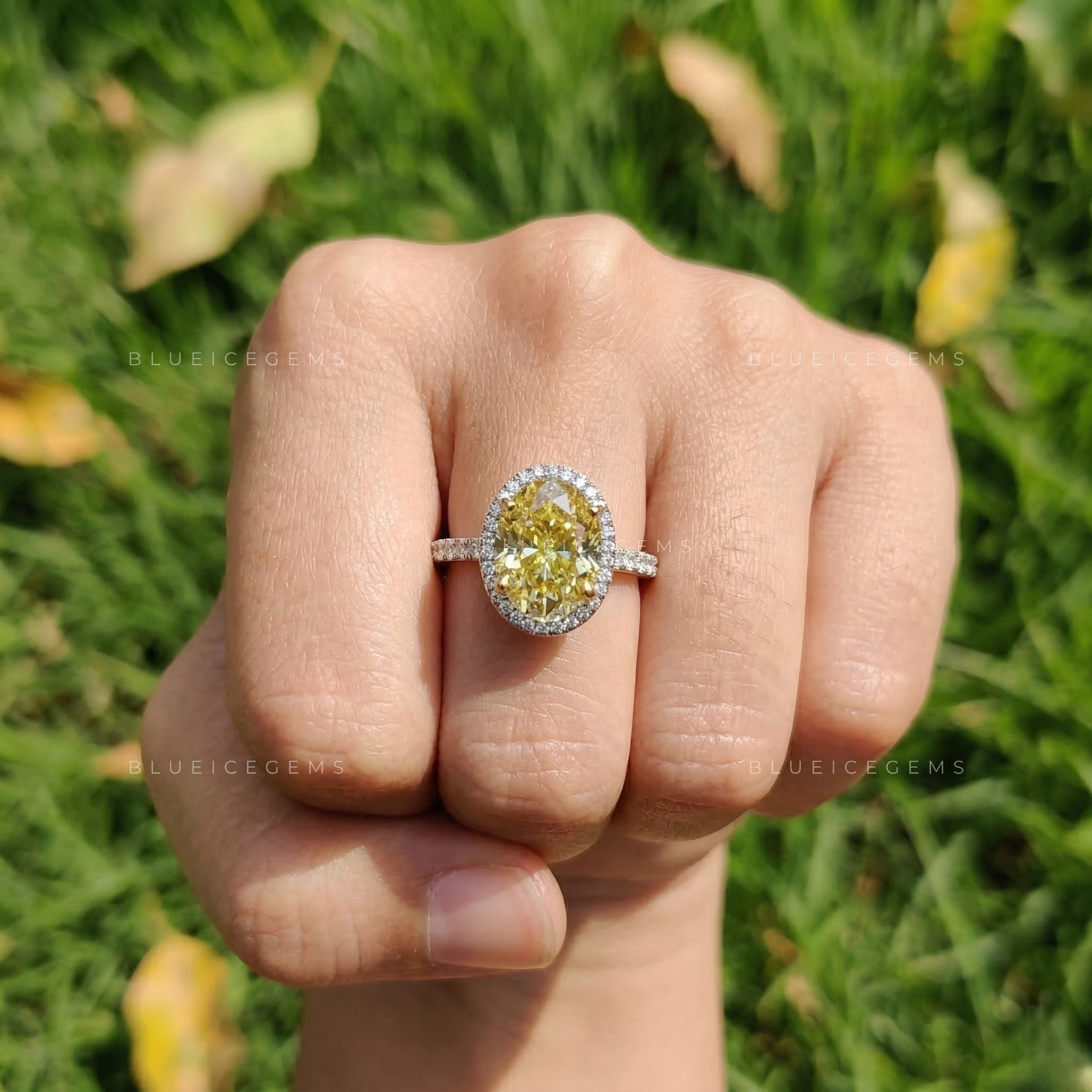 Sun-Kissed Oval Cut Pavé Engagement Ring