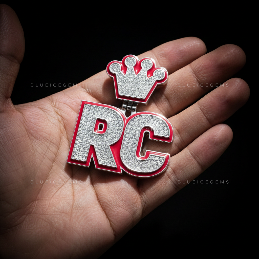 The "RC" Royal Crimson: Vibrant Red Enamel & Crown-Topped Initial Pendant