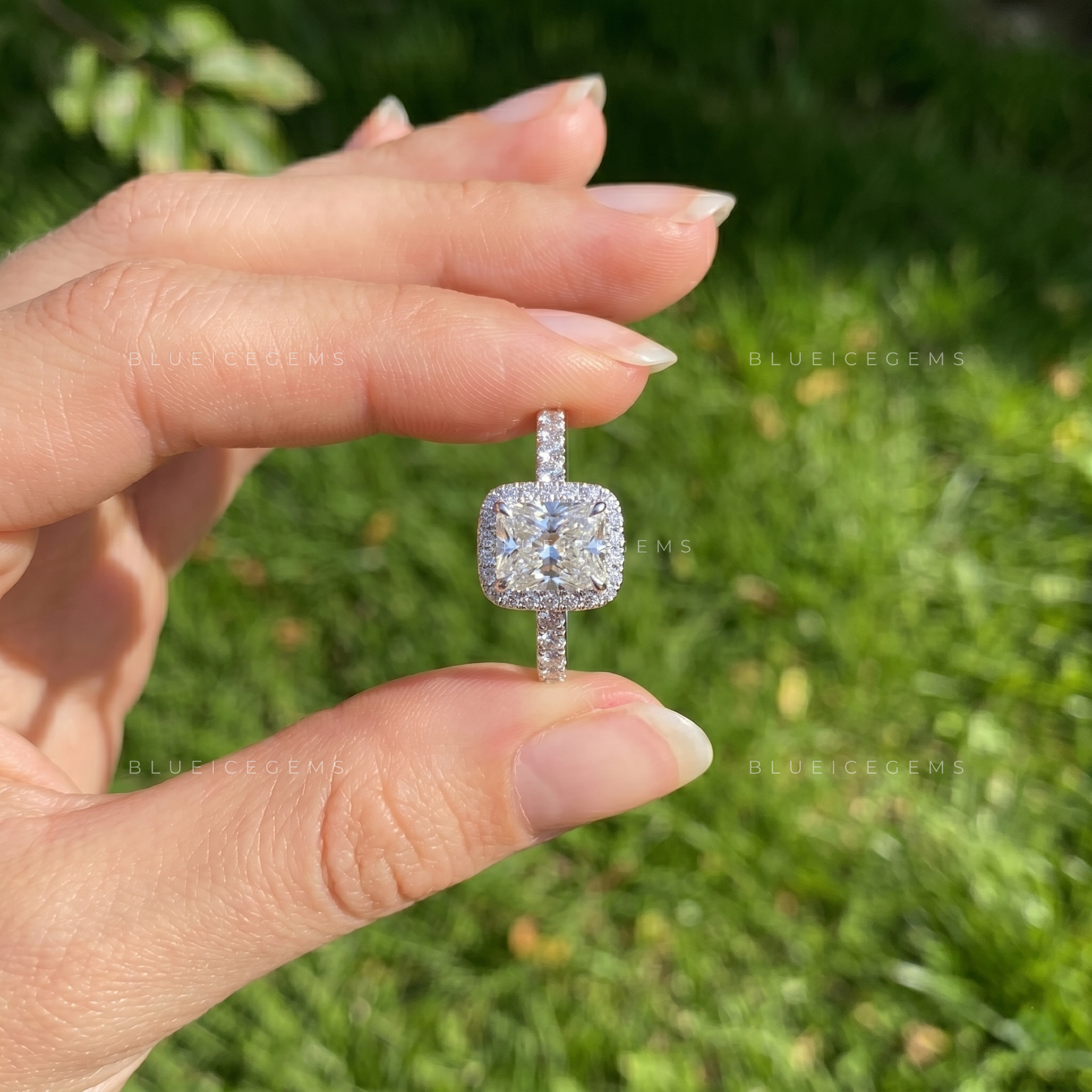 Majestic Glow Radiant Cut Pavé Engagement Ring