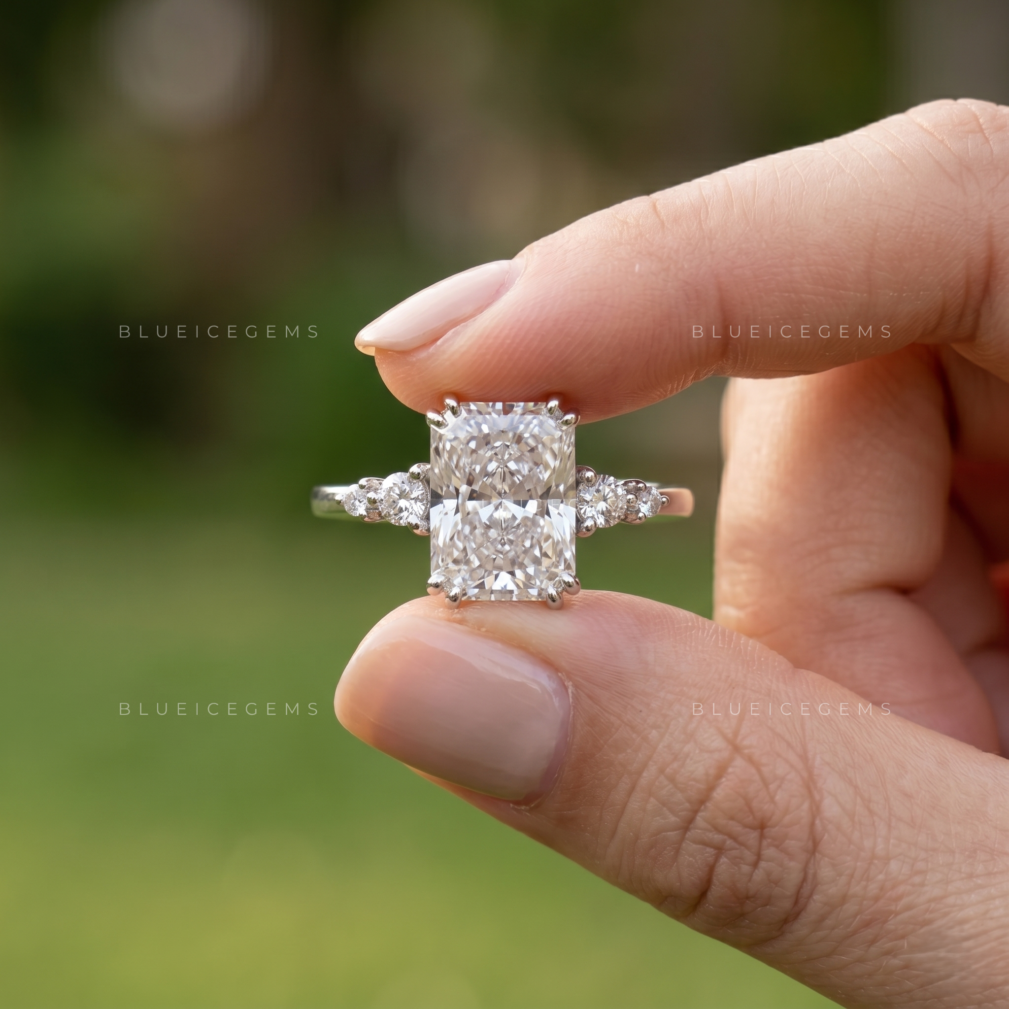 Starlight Symphony Radiant Cut Five Stone Engagement Ring