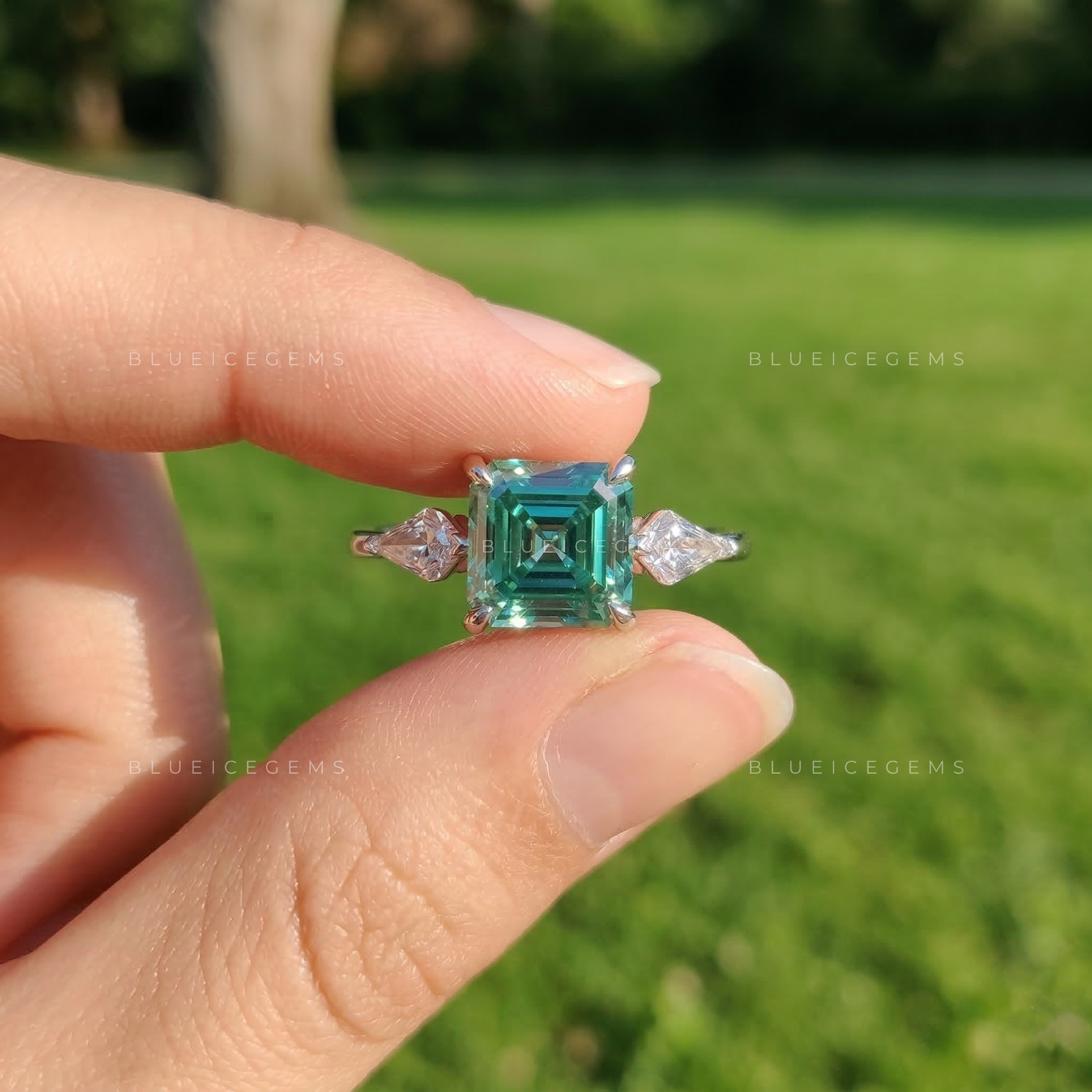 Emerald Verve Geometric Art Deco Inspired Statement Ring