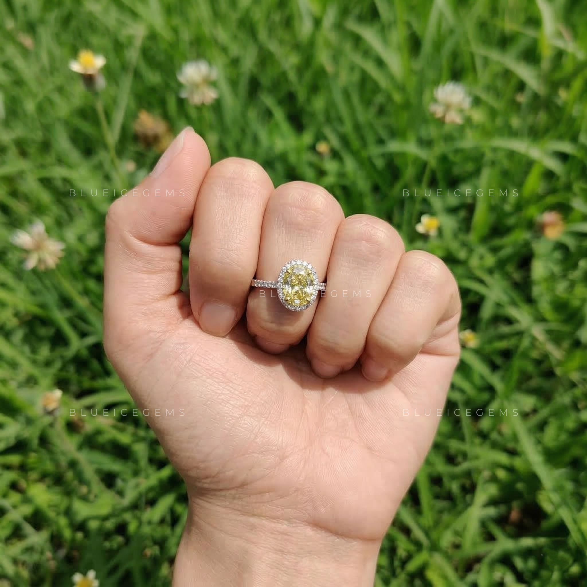Radiant Canary Oval Cut Halo Ring
