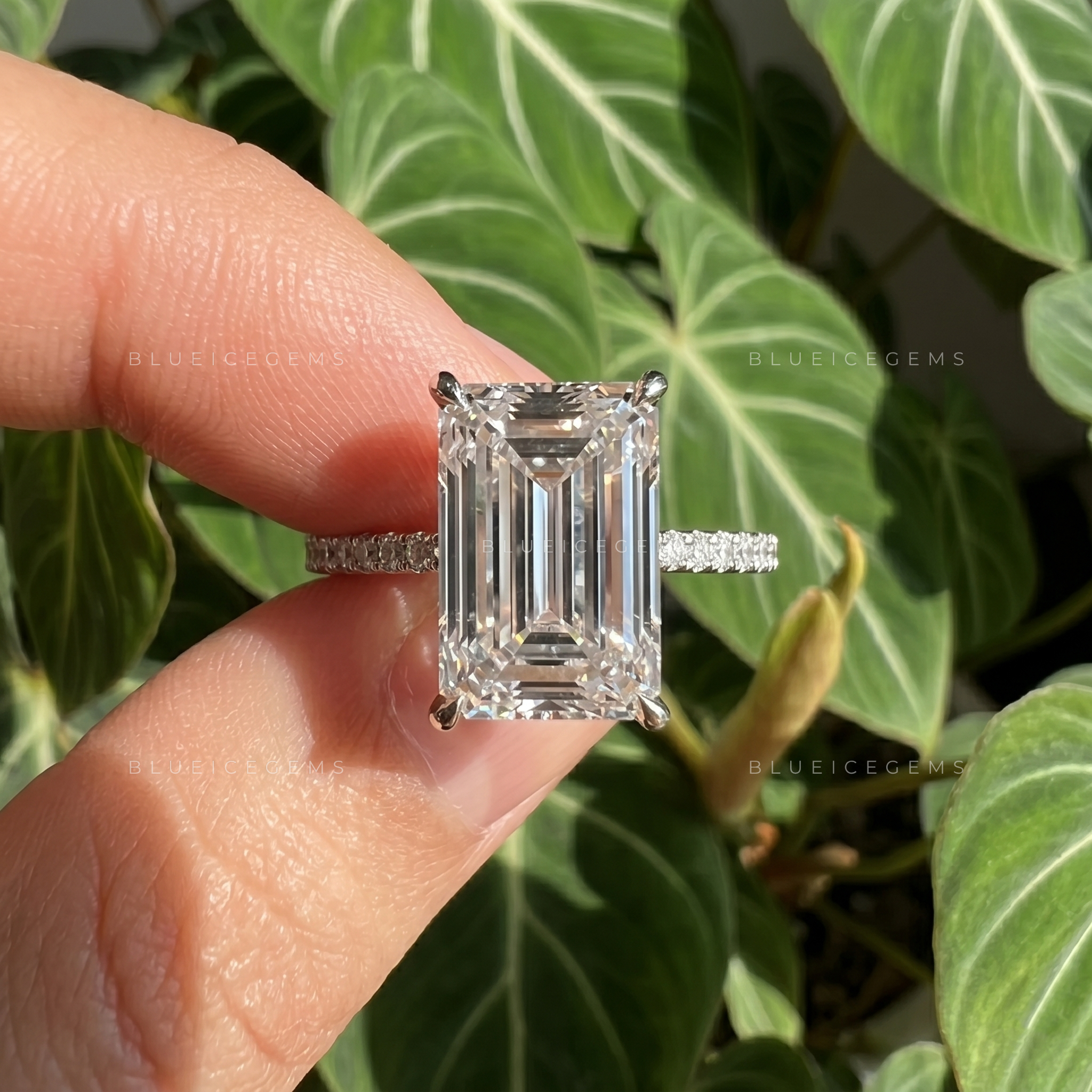 Architectural Elegance Emerald Cut Claw Prong Solitaire Engagement Ring