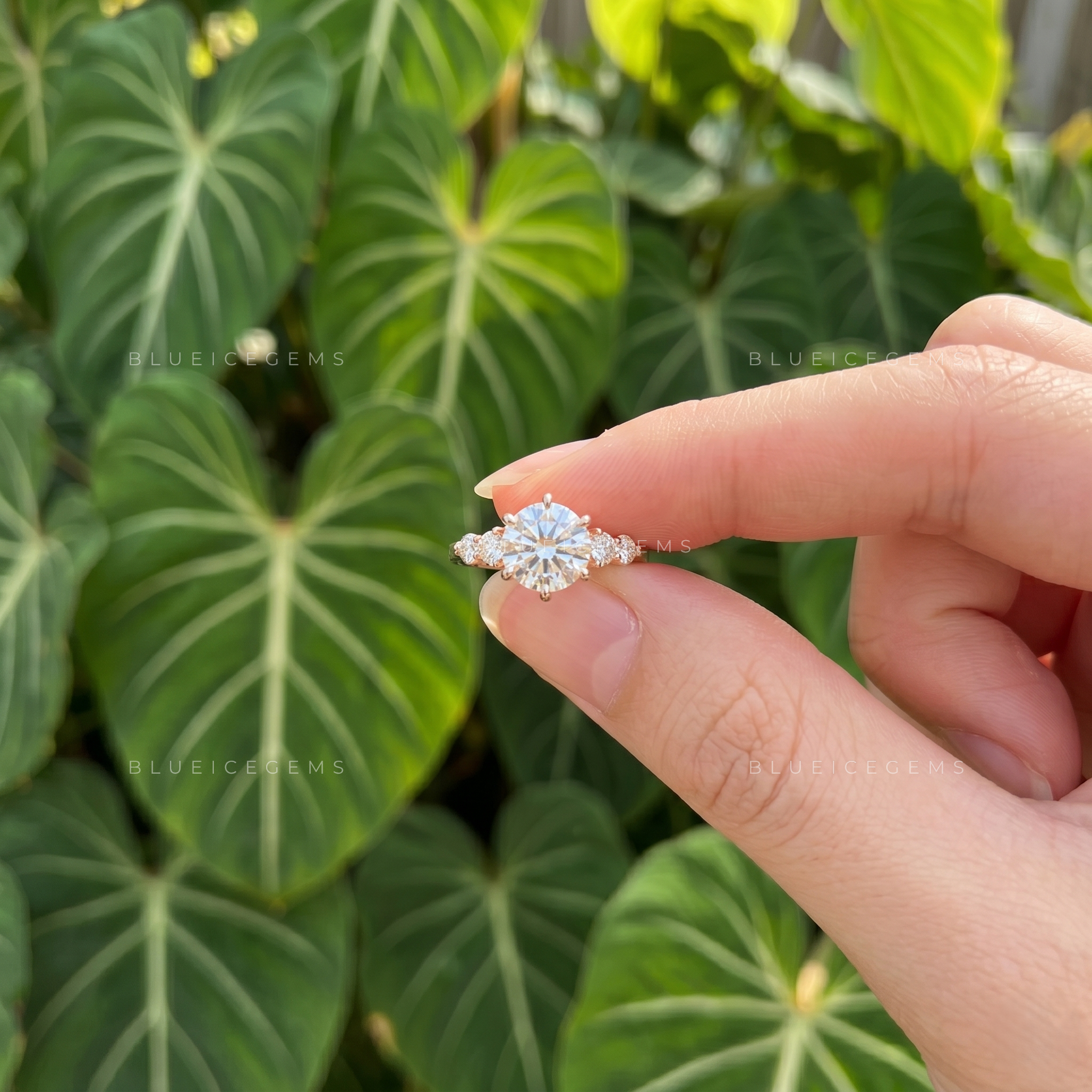 Round Brilliant Cut Dainty Solitaire Pave Engagement Ring