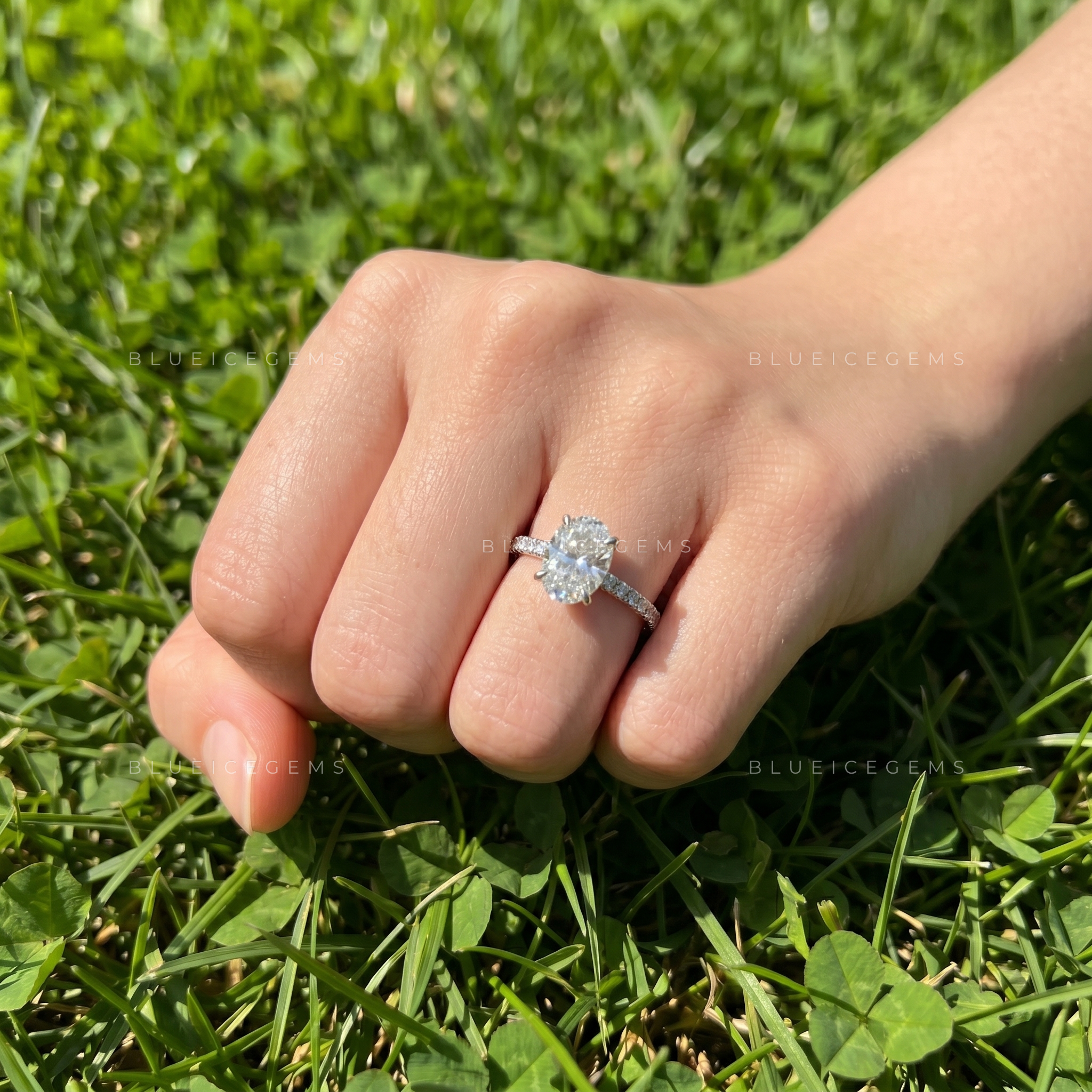 Infinite Splendor Oval Cut Pave Halo Trio Band Engagement Ring