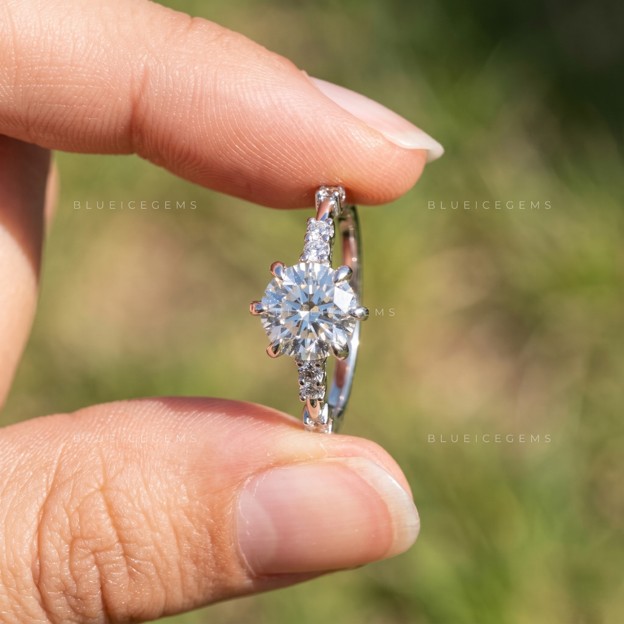 Vintage Enchantment Round Cut Pavé Accent Classic Engagement Ring