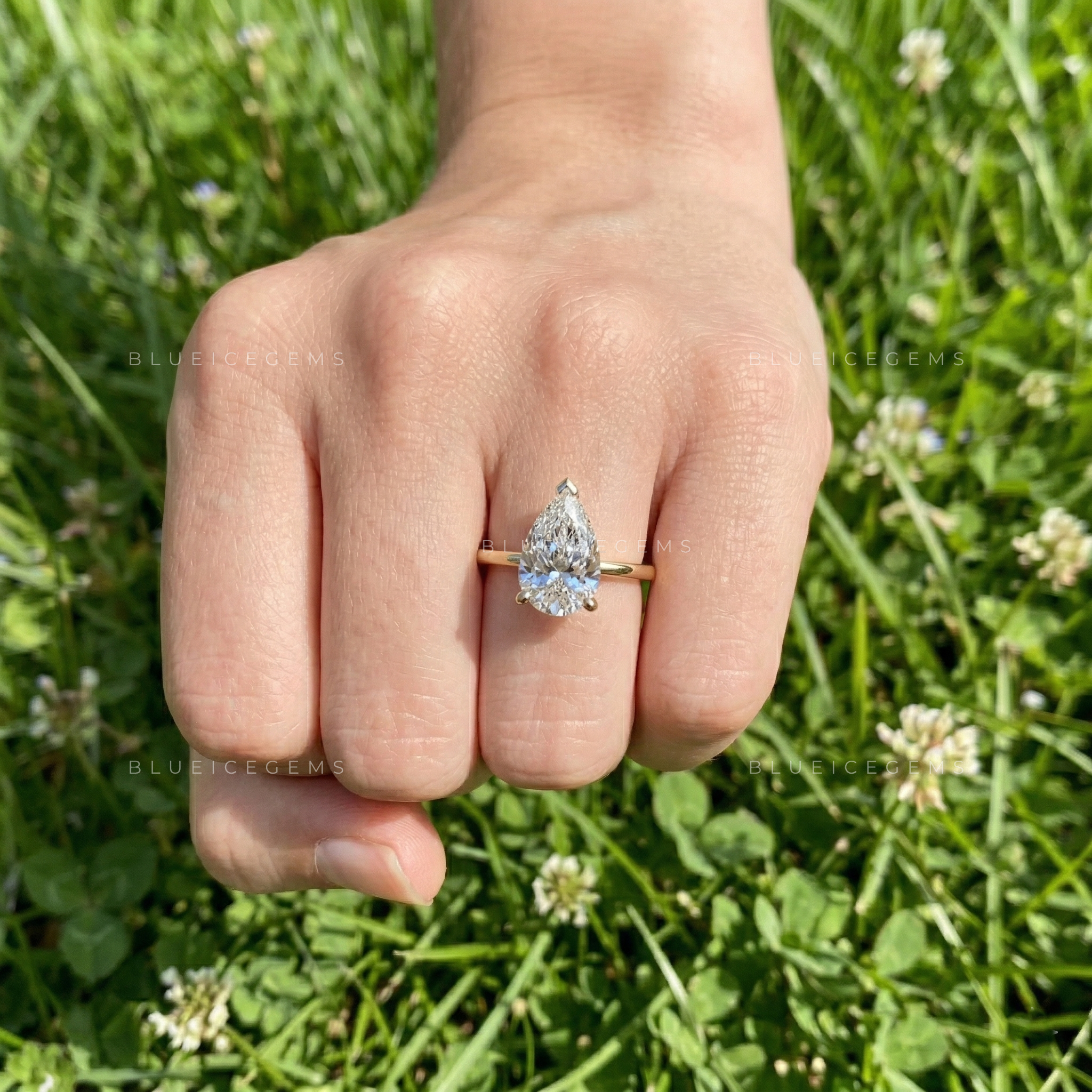 Majestic Grace Pear Cut Solitaire Ring