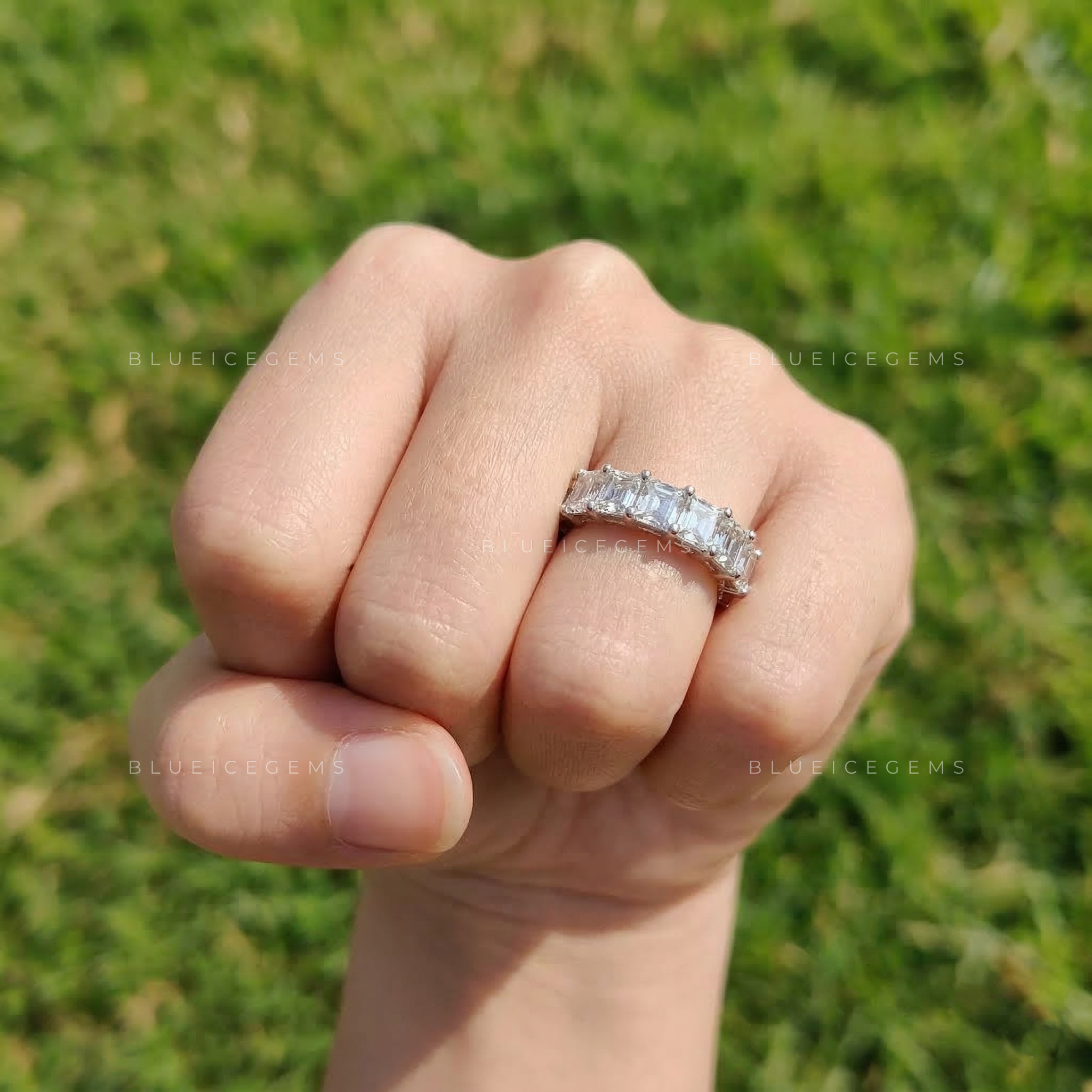 Geometric Majesty Princess Cut Eternity Band