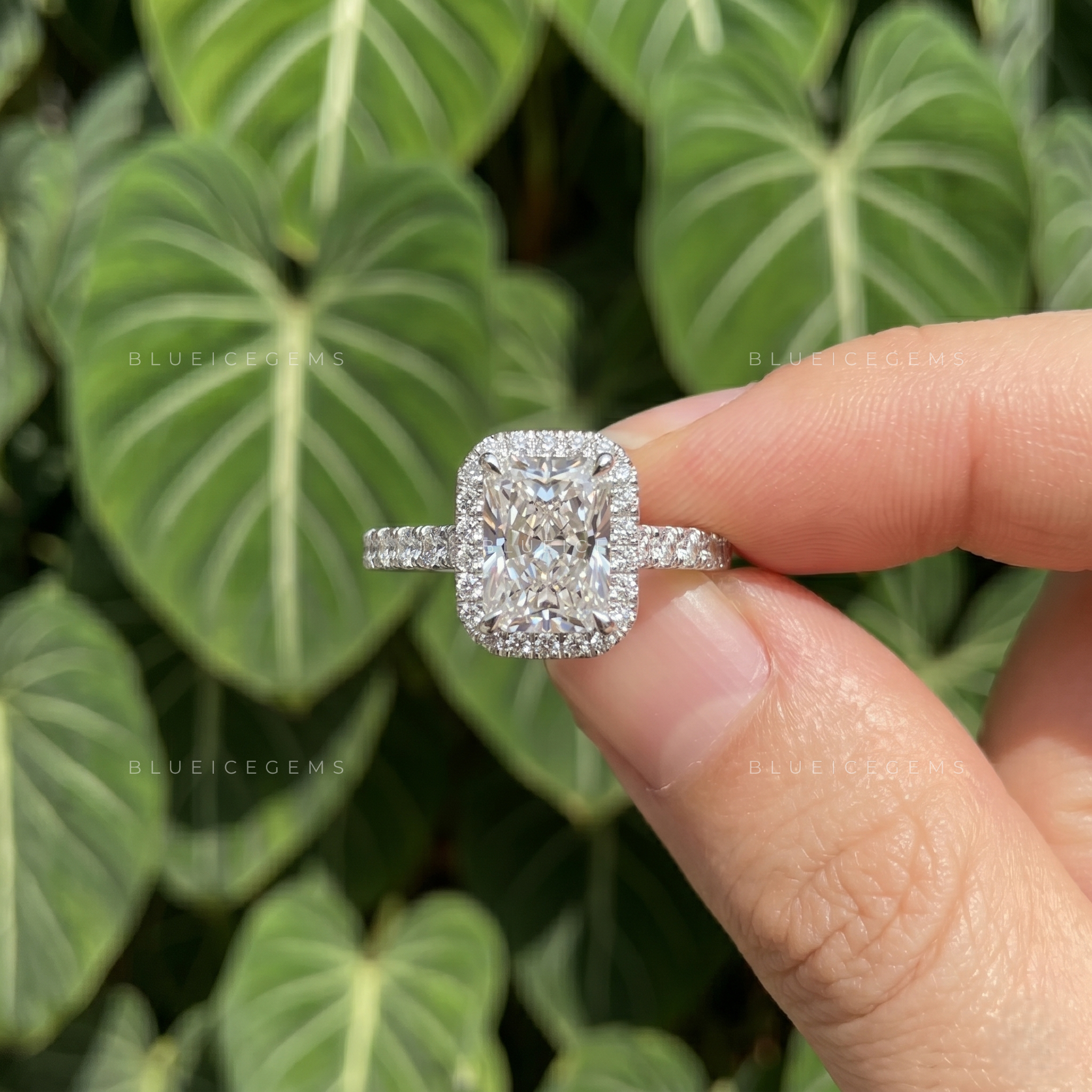 Dazzling Majesty Radiant Cut Halo Engagement Ring