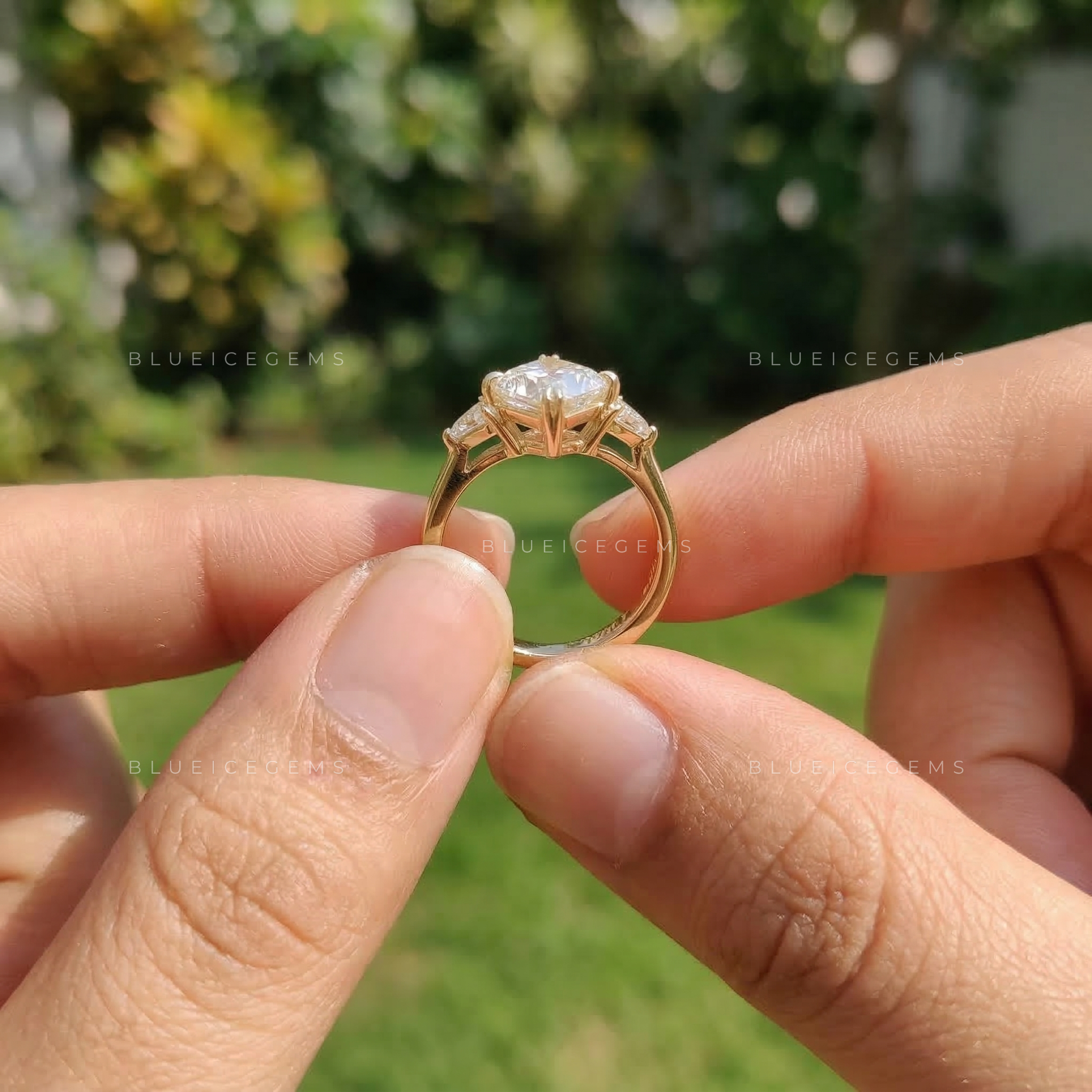 Modern Majesty Princess and Kite Cut Trilogy Ring