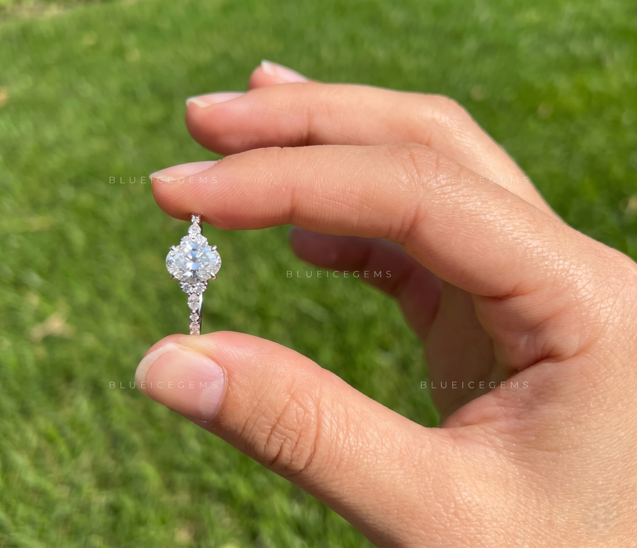 Elegant Grace Oval Cut Hidden Halo Engagement Ring