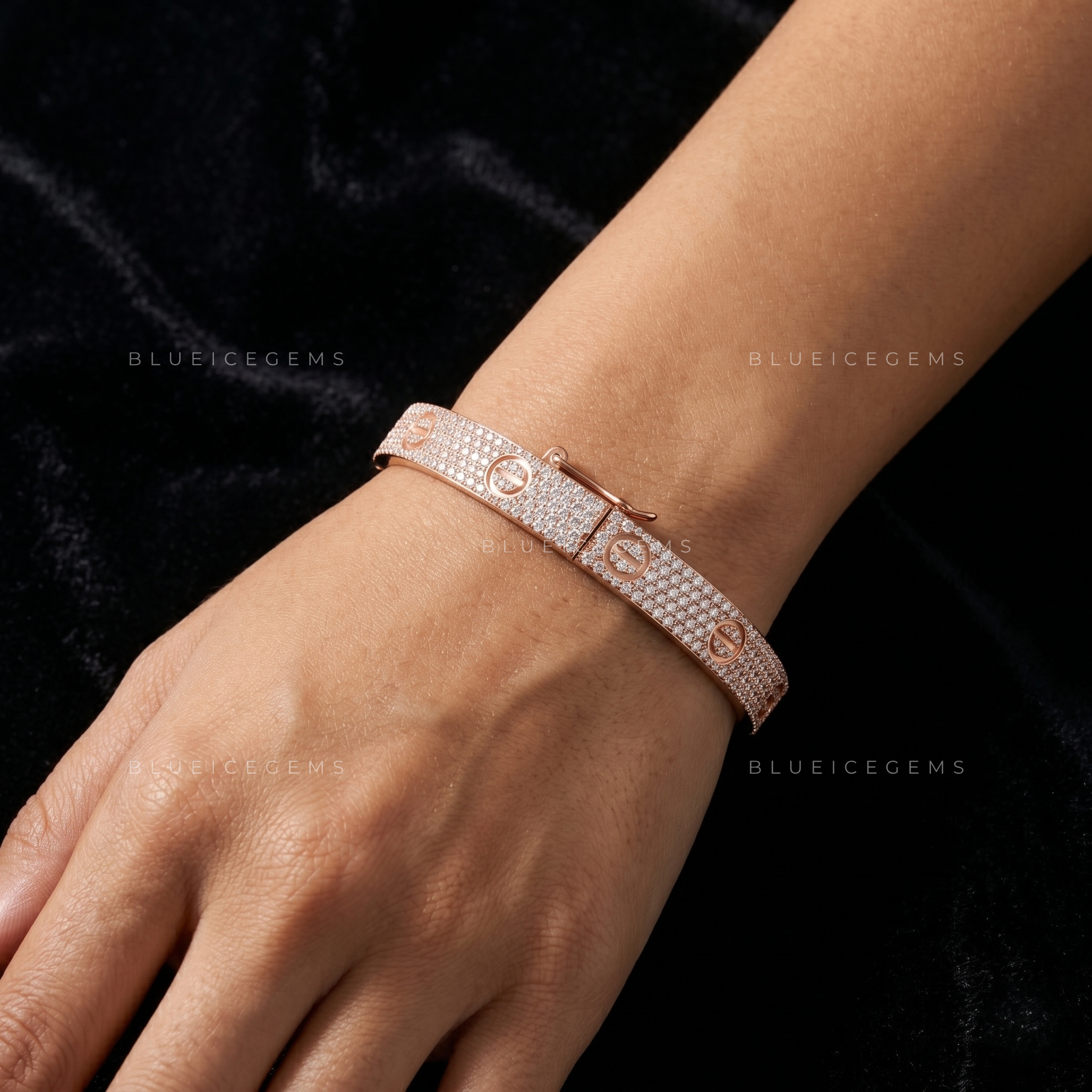 Industrial Elegance Fully Iced Screw-Motif Luxury Statement