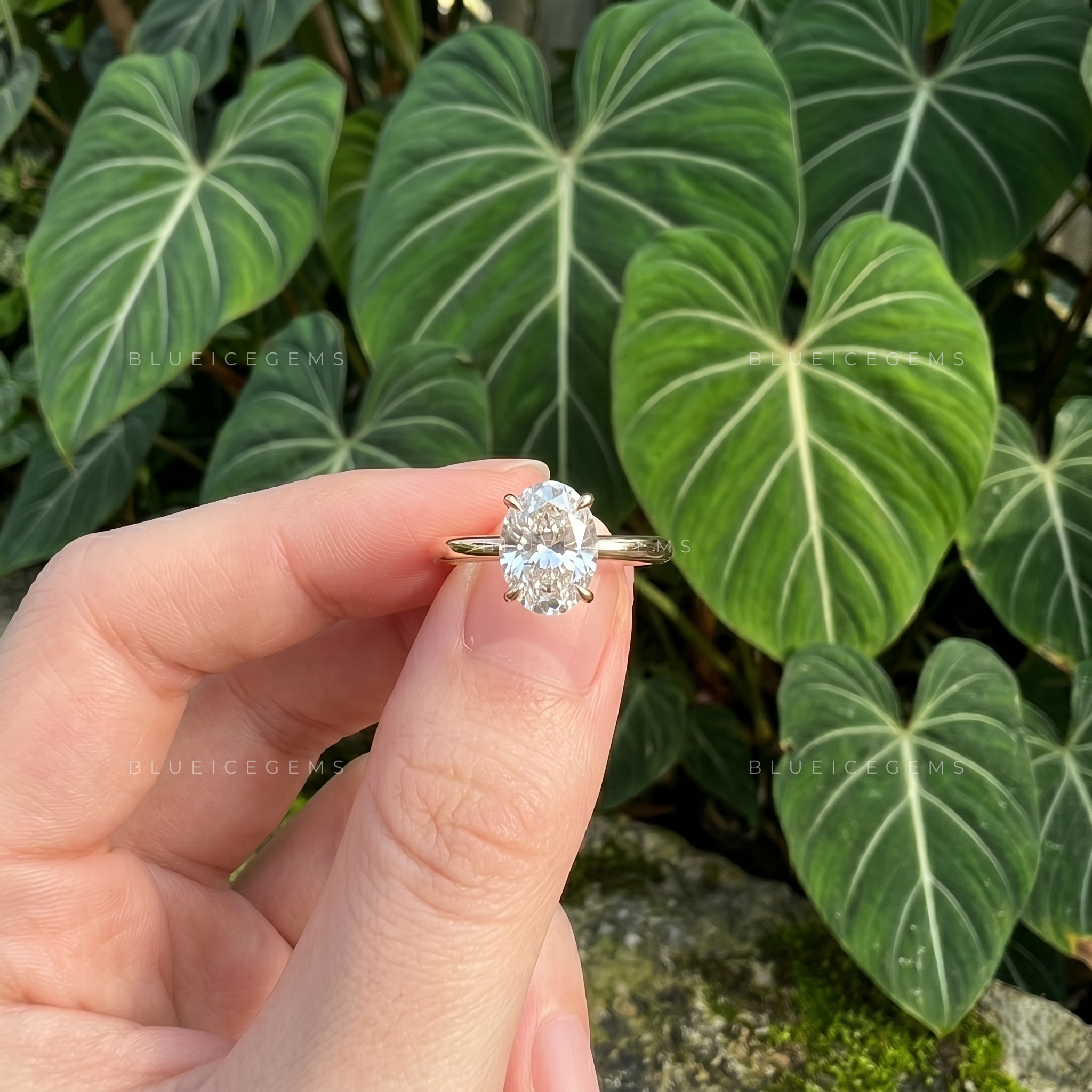 Whispering Sparkle Oval Cut Hidden Halo Solitaire Engagement Ring