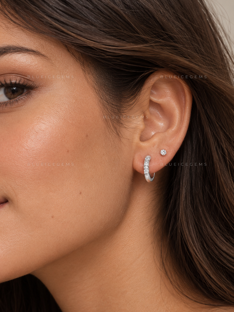 Scalloped Pavé Diamond Huggie Earrings