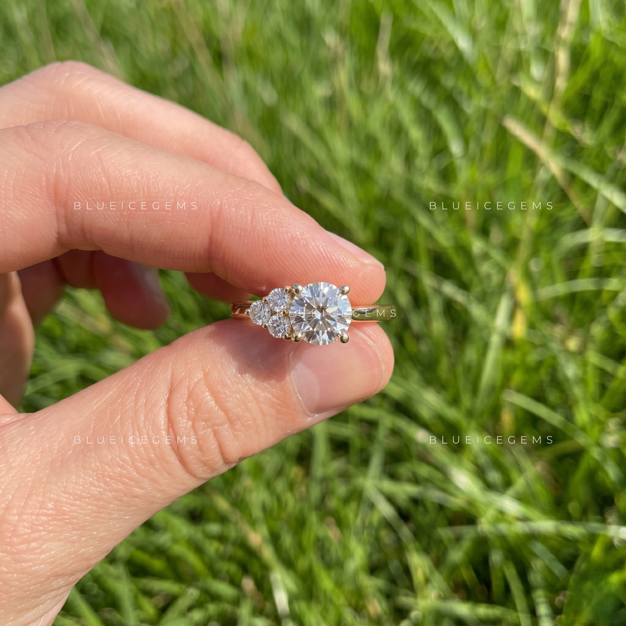 Trivara Round Cut Three Stone Engagement Ring