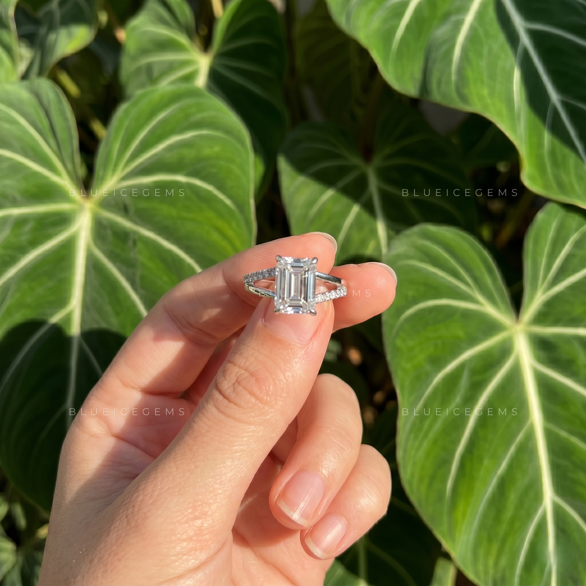 Infinite Clarity Split Shank Emerald Cut Engagement Ring