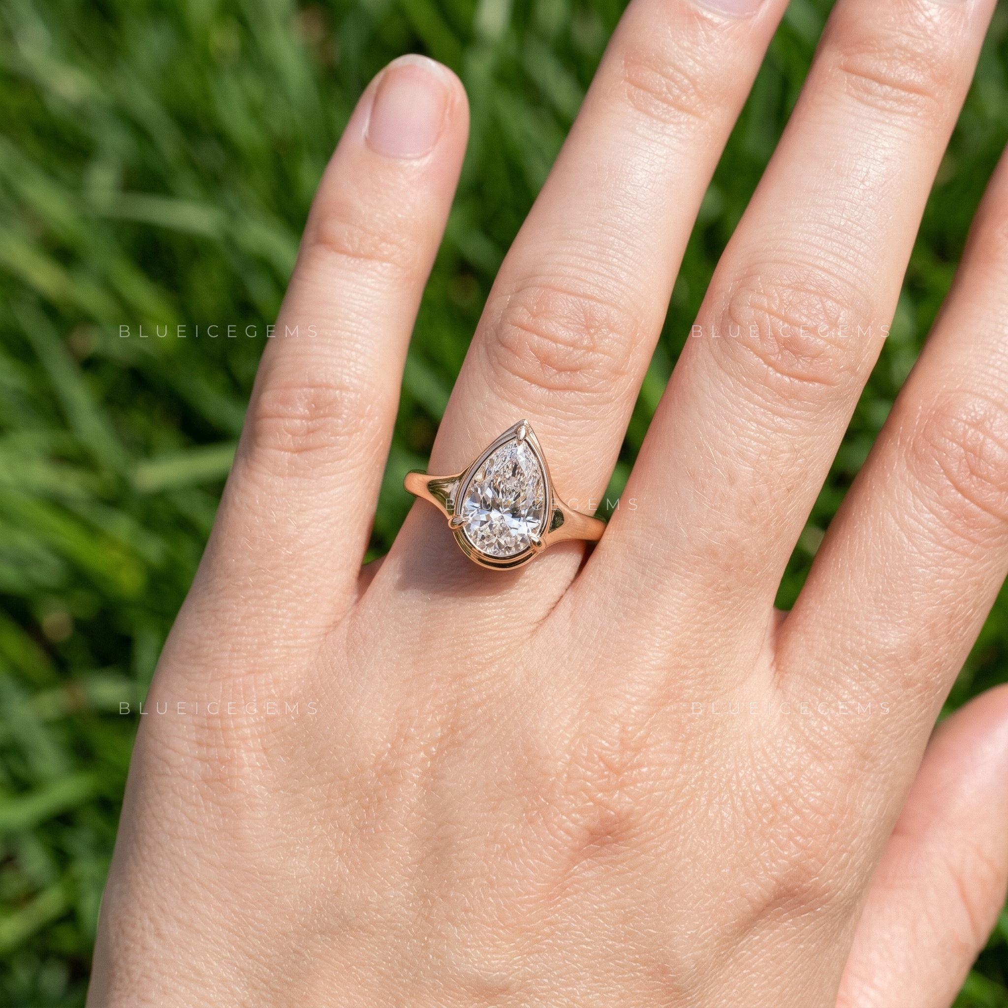 Luminous Grace Pear Cut Solitaire Ring