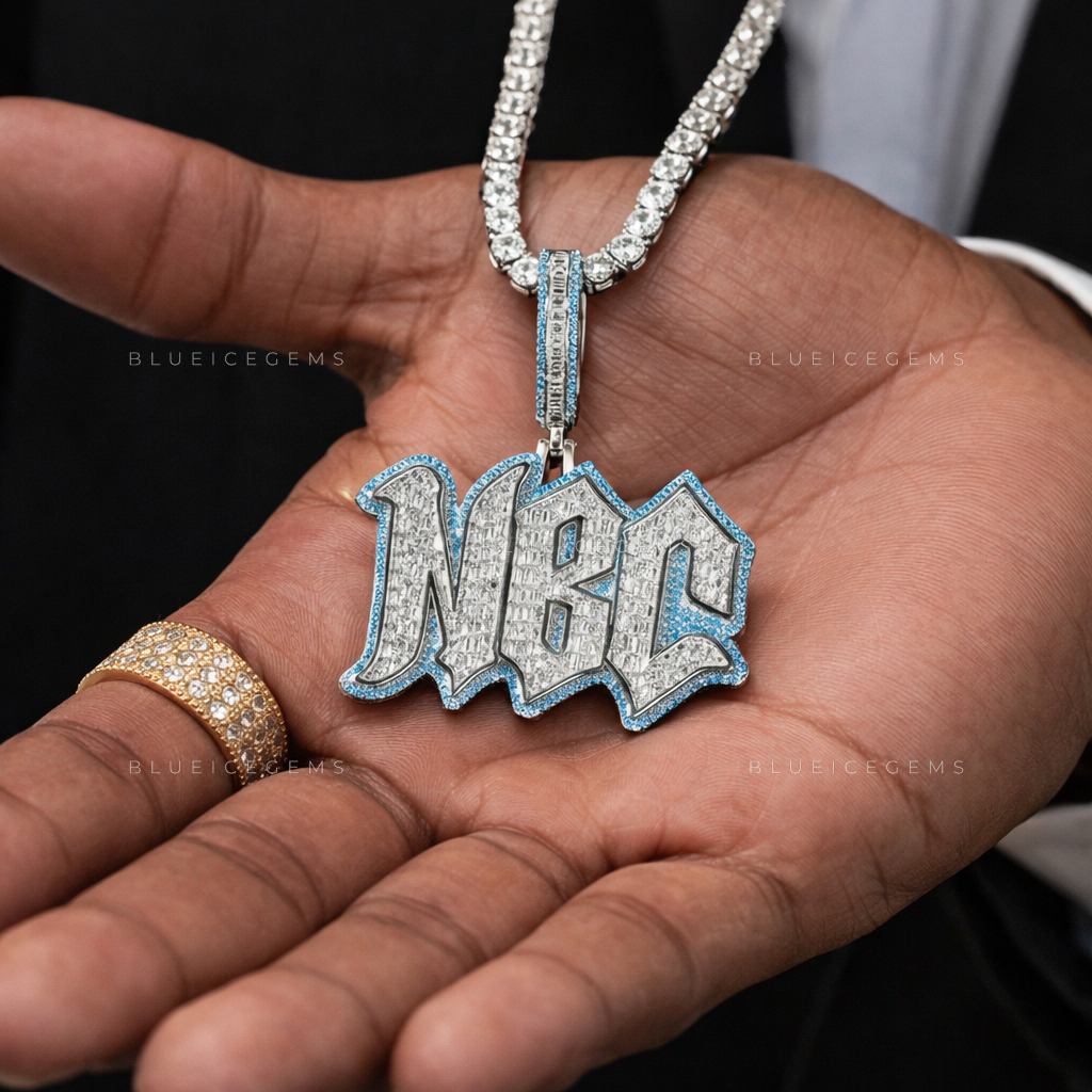 The "NBC" Azure Frost: Electric Blue Halo & Multi-Stone Fusion Pendant