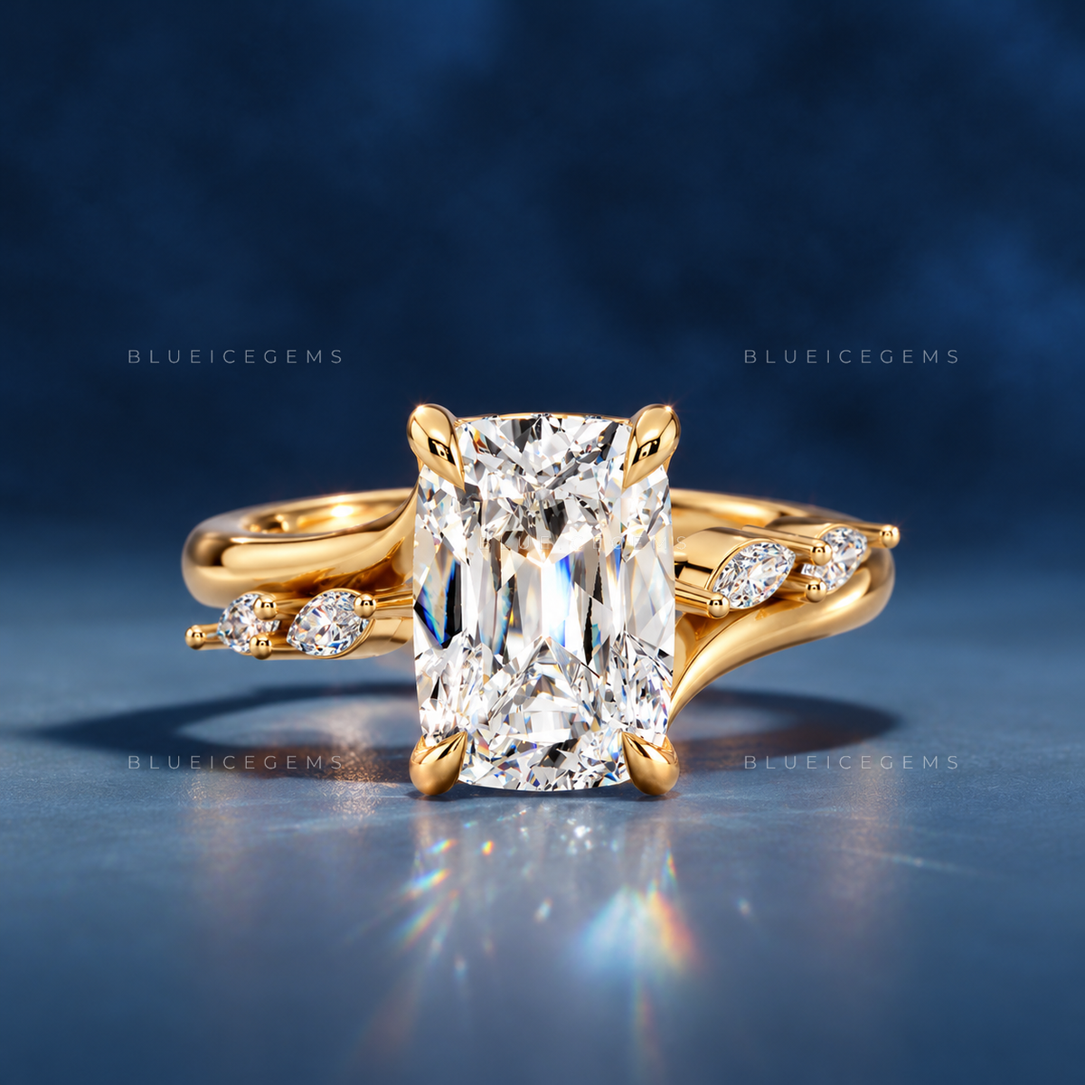 Old Mine Cut Hidden Halo Twist Engagement Ring