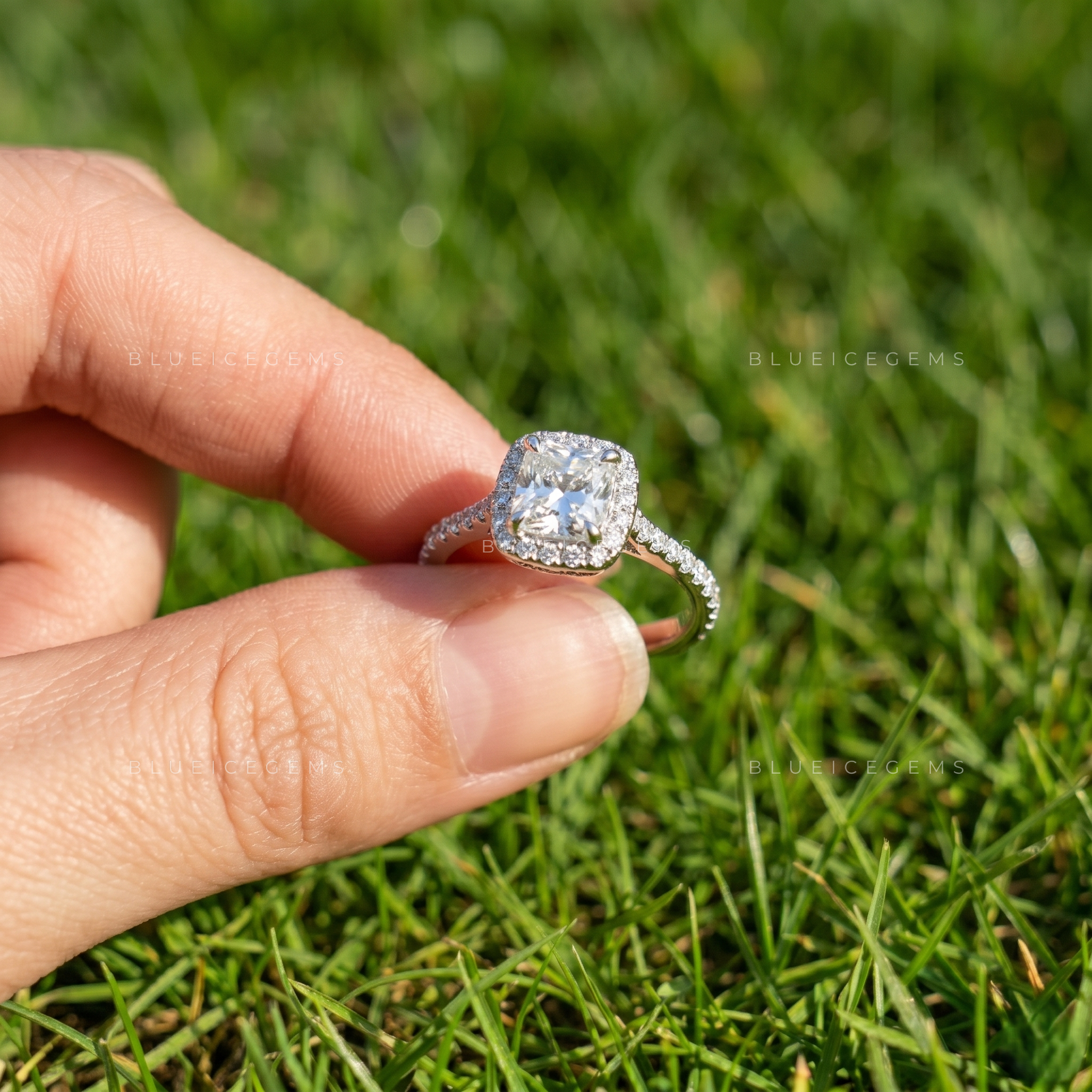 Dazzling Princess Cut Halo Statement Ring with Pave Accents