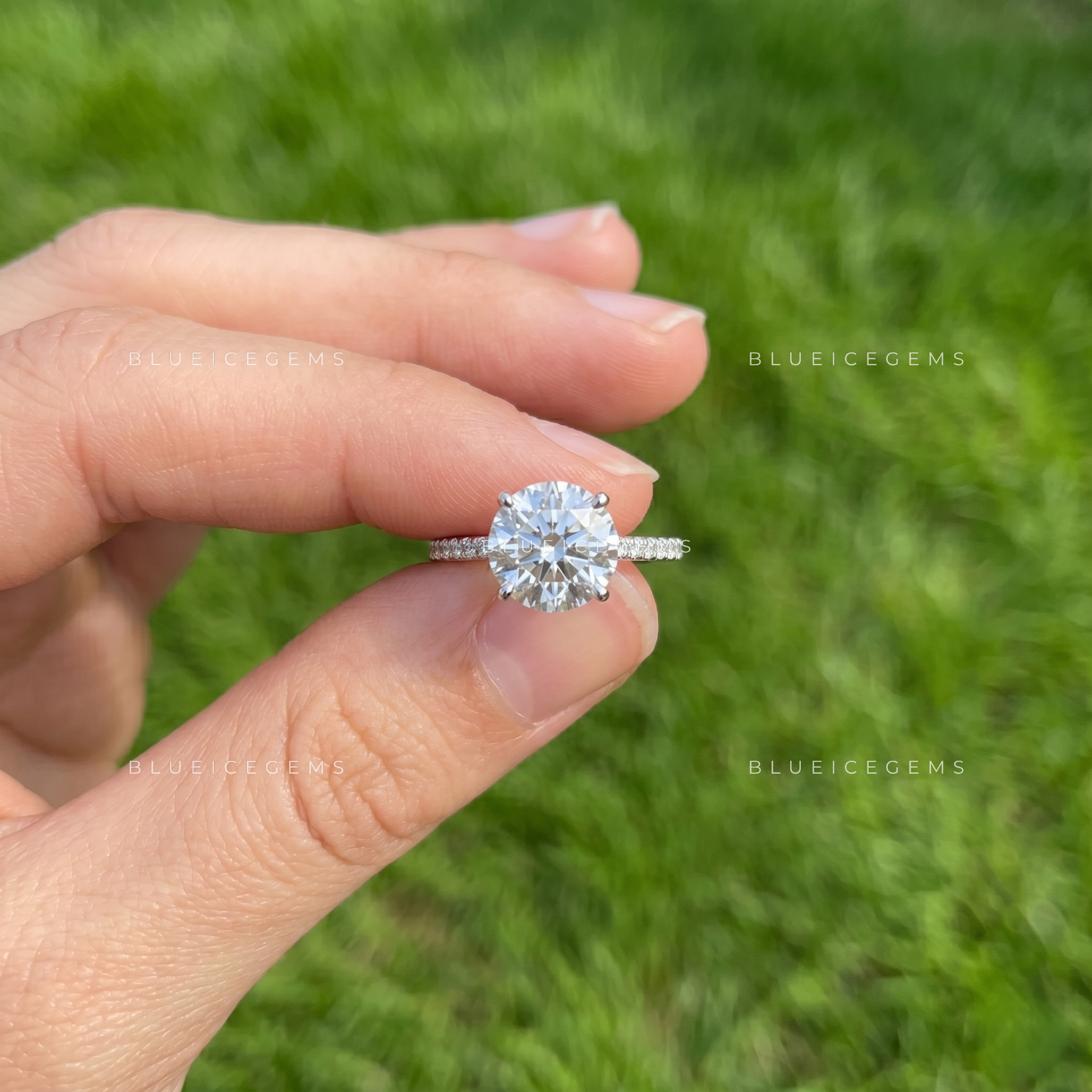Luminous Romance Round Brilliant Cut Accent Engagement Ring