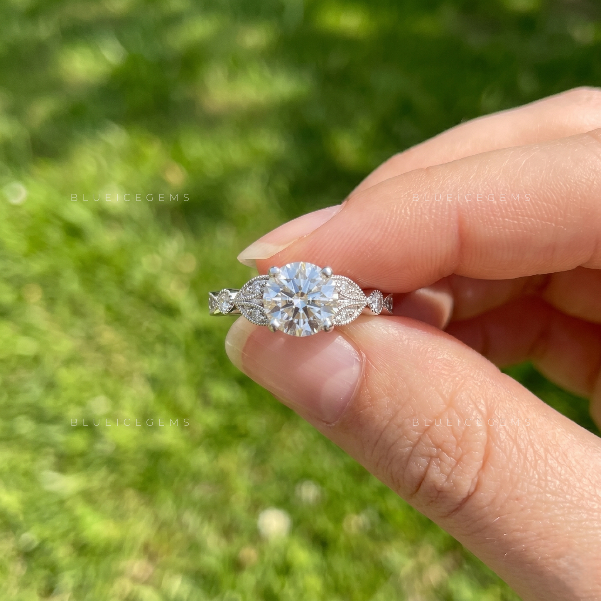 Vintage Romance Round Cut Marquise Outline Milgrain Statement Ring