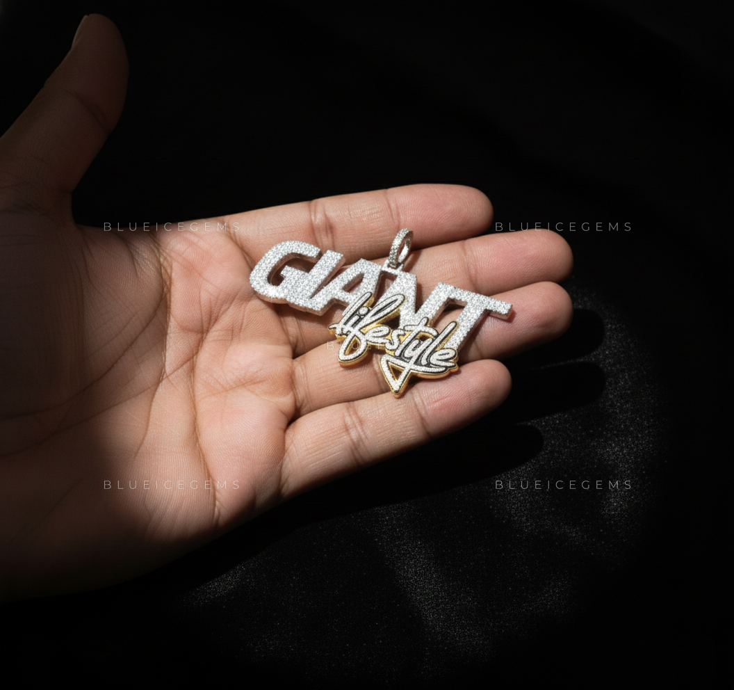 The "GIANT Lifestyle" Masterpiece: High-Velocity Block & Script Fusion Pendant