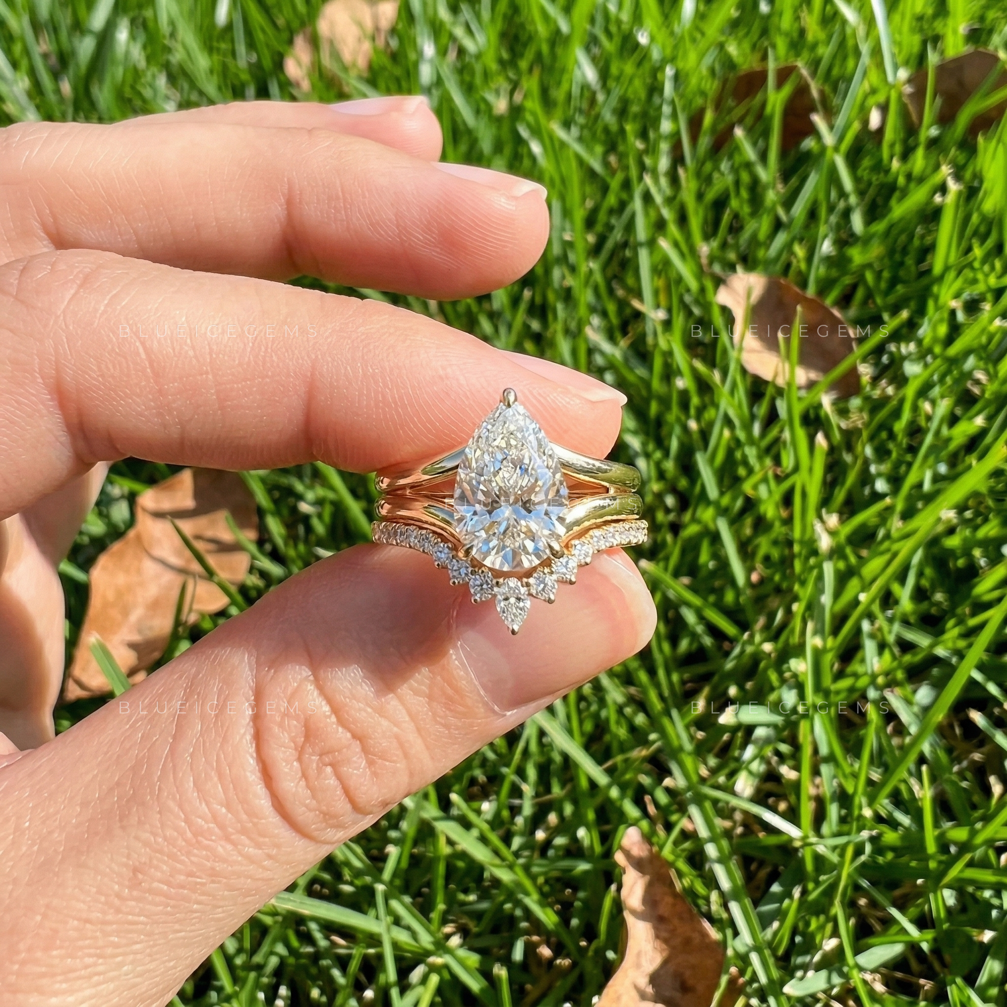 Celestial Pear Cut Engagement Set: The Ultimate Tiara Stacker