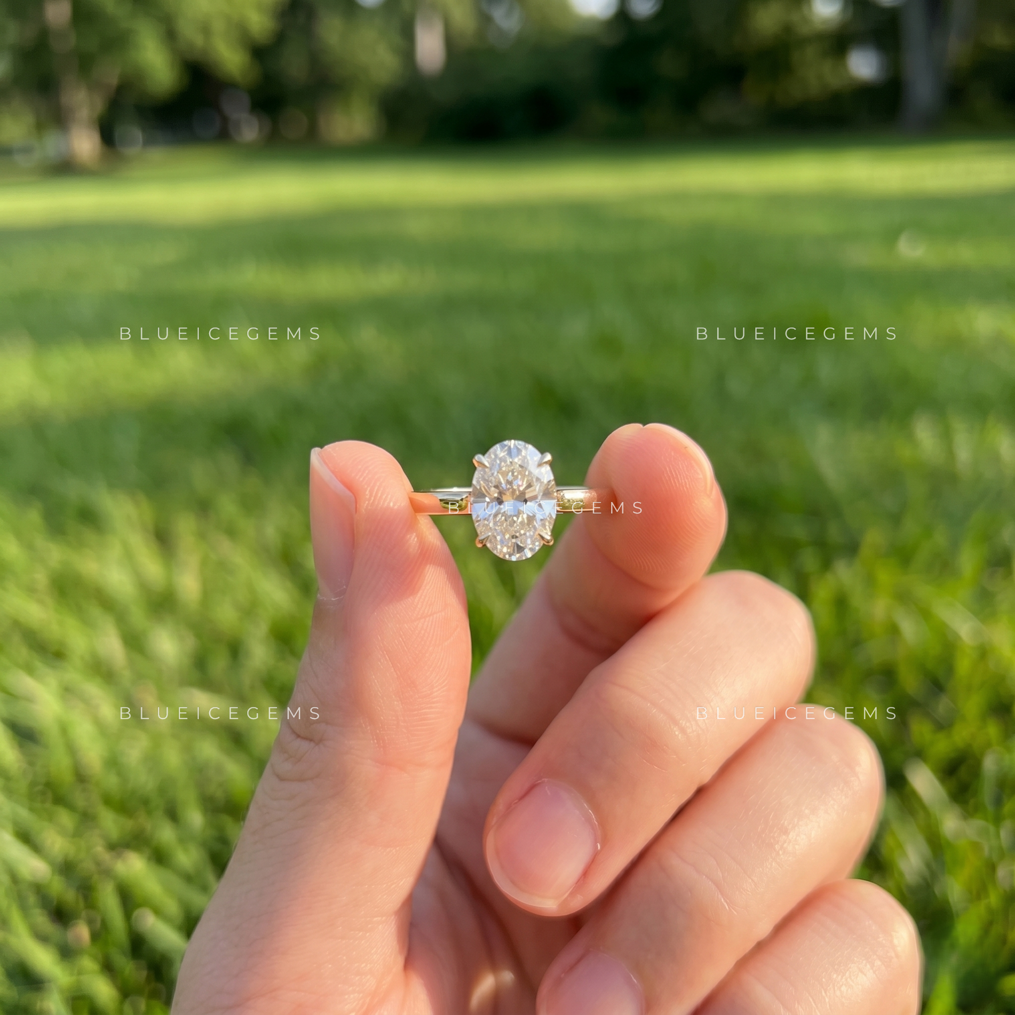 Opulent Grandeur Oval Cut Cathedral Engagement Ring