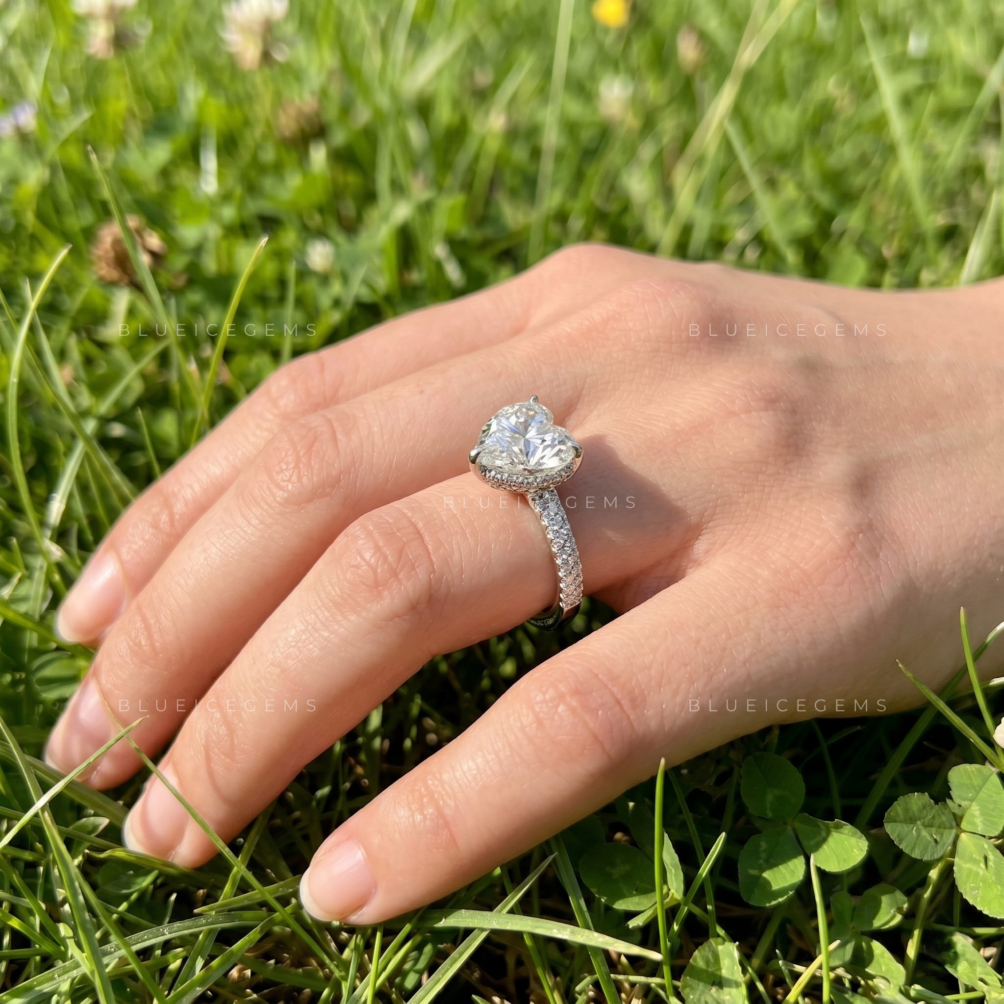 Infinite Adoration Heart Cut Cathedral Pavé Accent Engagement Ring
