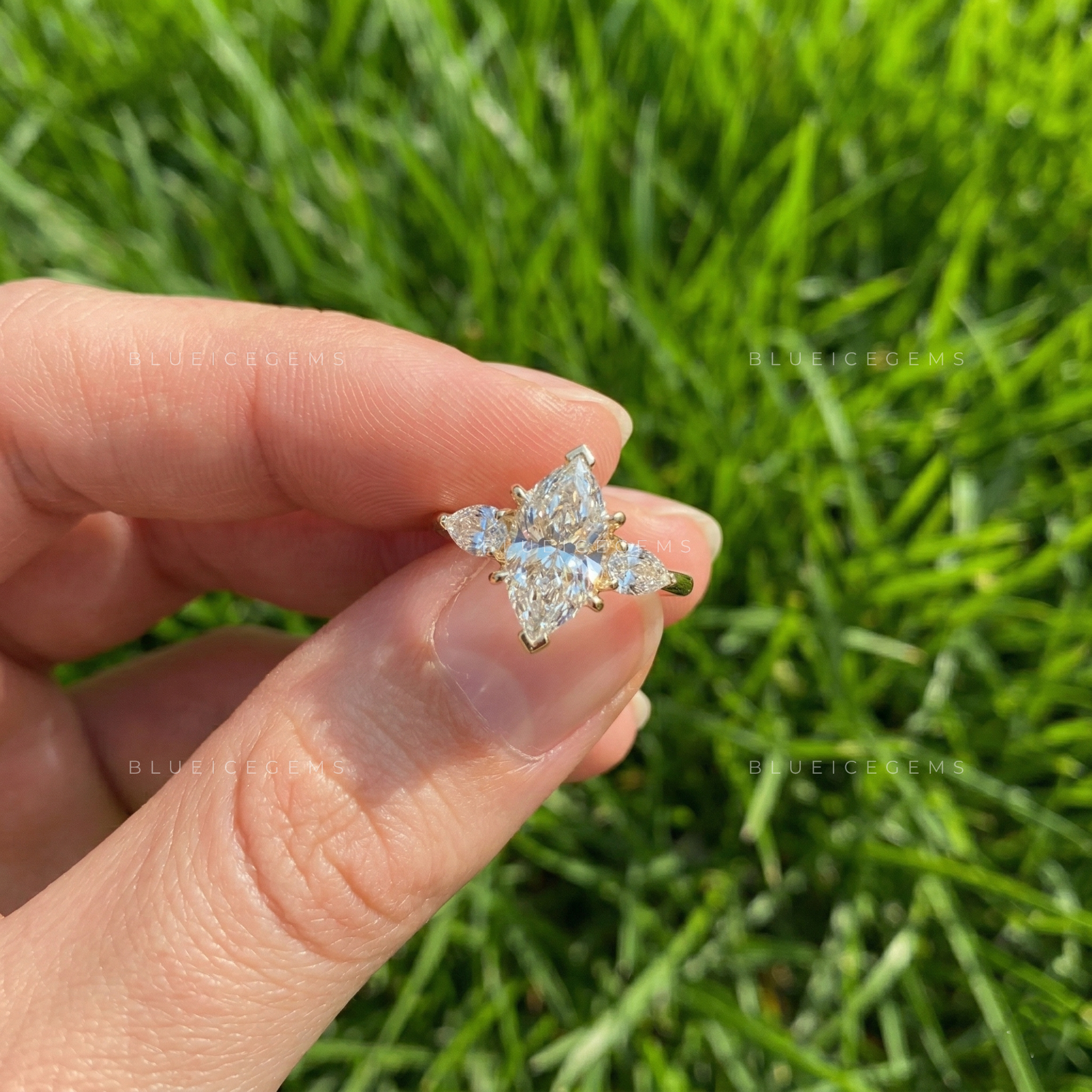 Antique Allure Dutch Marquise and Pear Cut Trilogy Ring