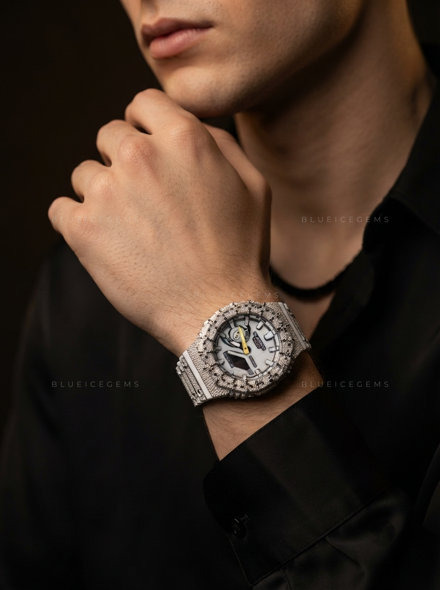 Cross Royale Iced Timepiece – Hand-Set Moissanite Bezel